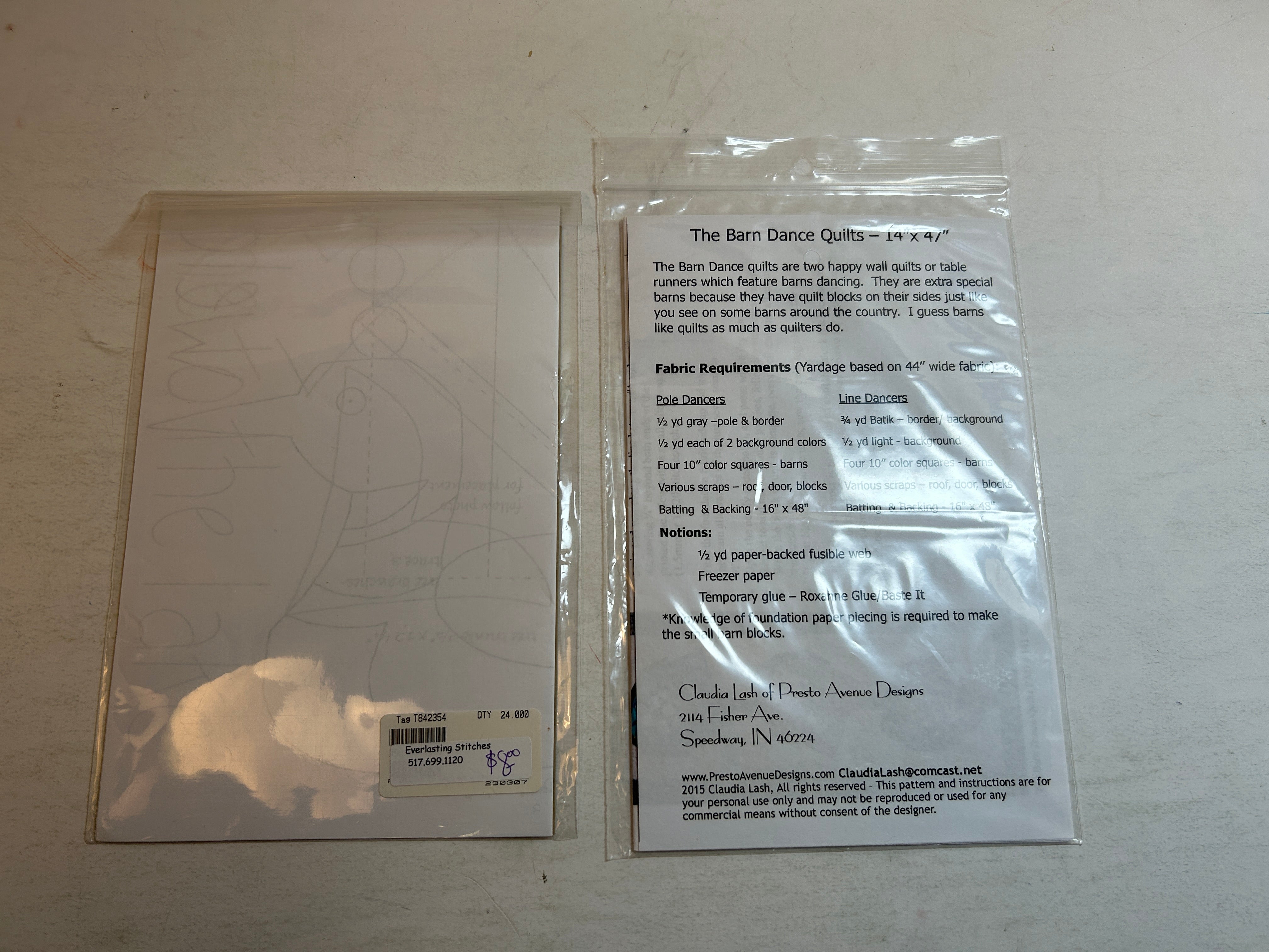 Lot of 2 Wall/Table Quilt Patterns: Welcome to the Lake/Band Dance