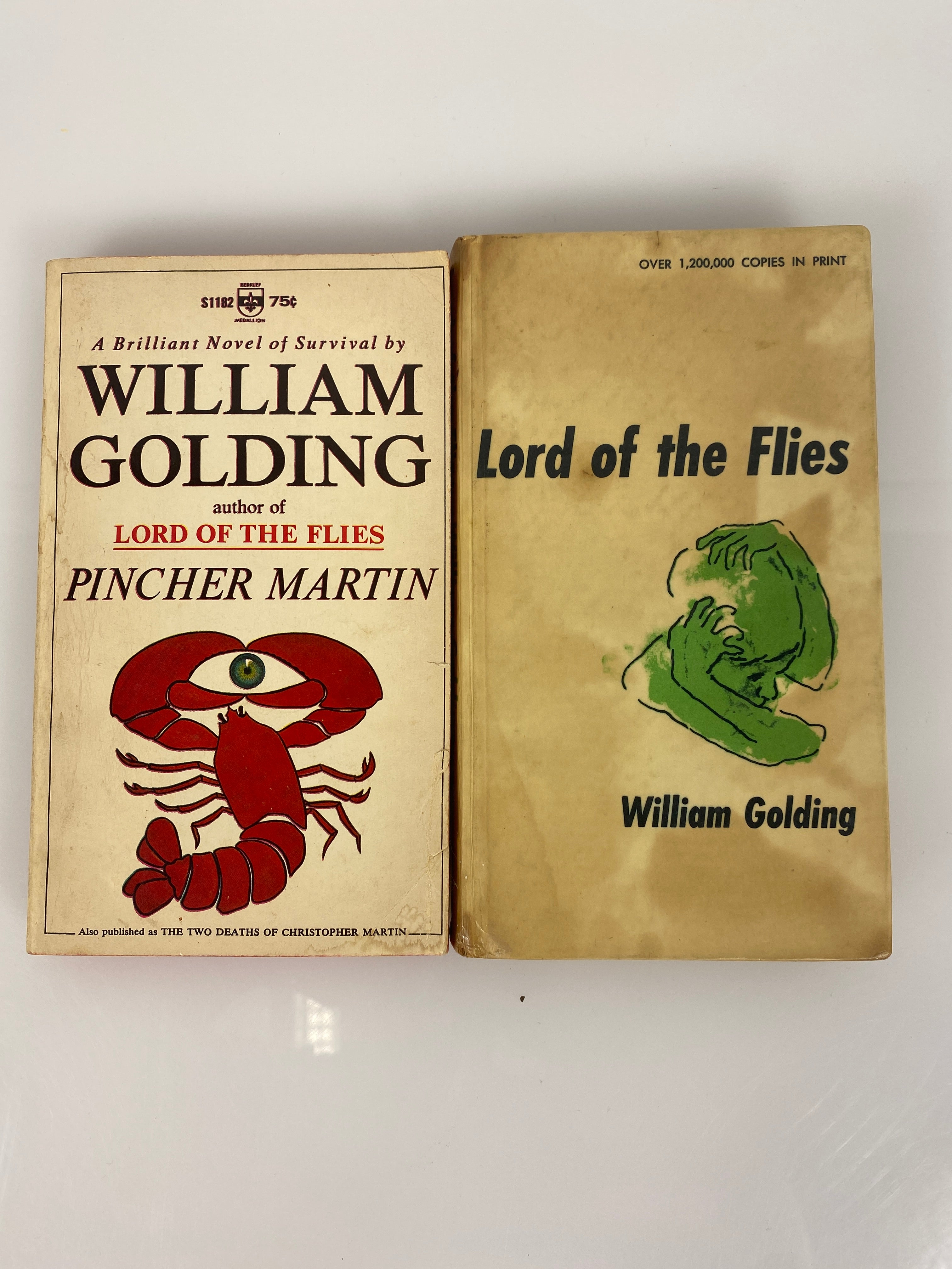 Lot of 2 William Golding Lord of the Flies Pincher Martin paperbacks 1959-1966