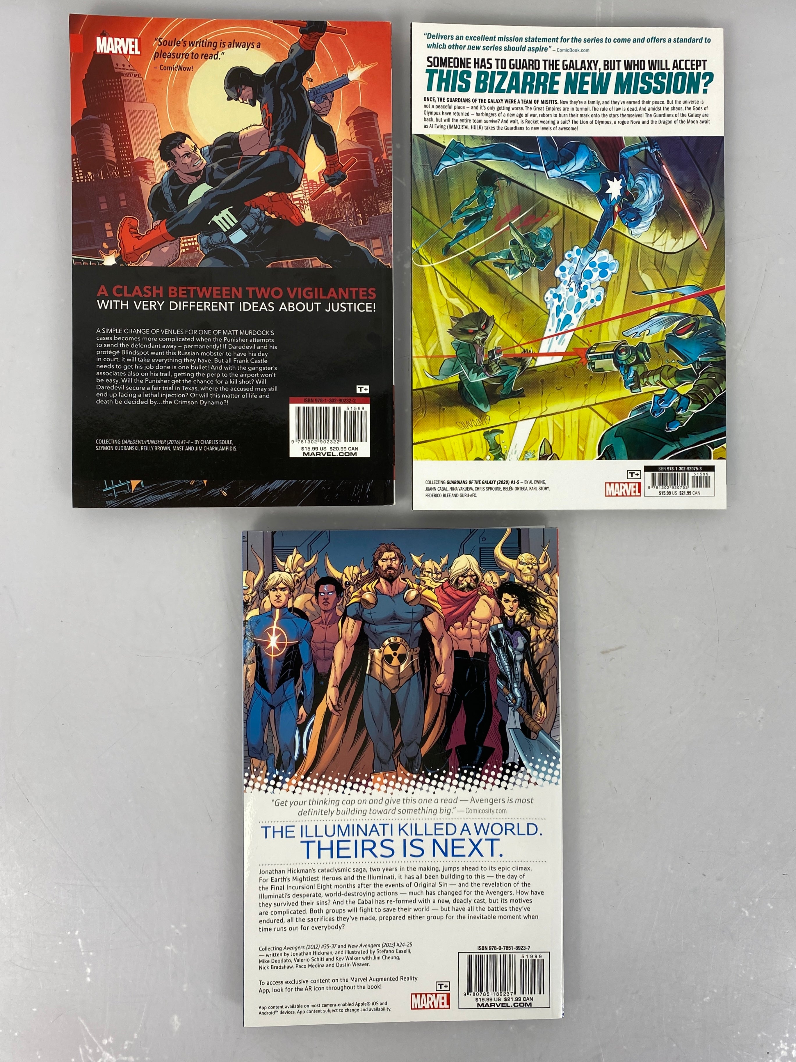 Lot of 3 Avengers, Guardians of the Galaxy, Daredevil (Marvel) Graphic Novels SC