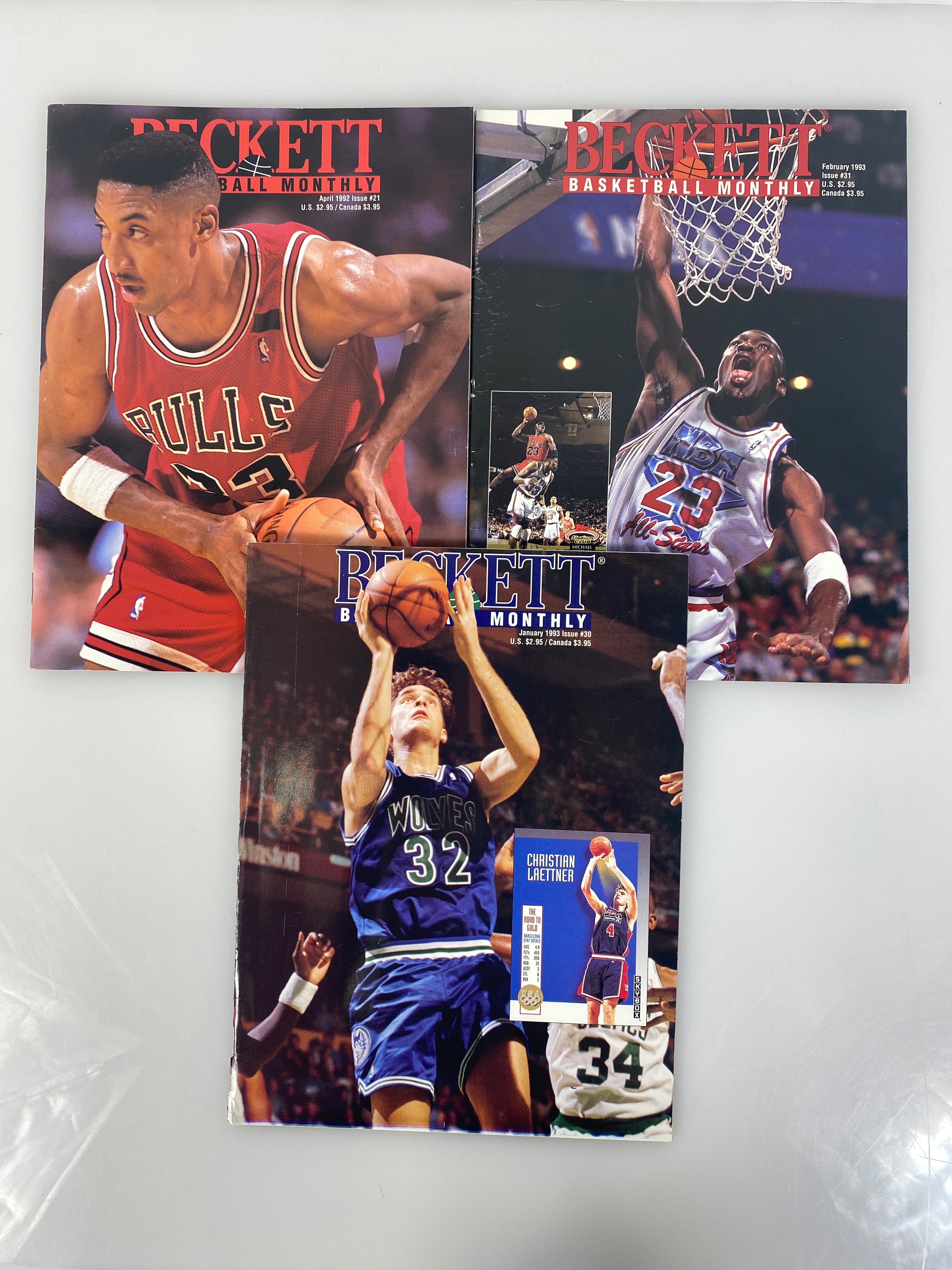 Lot of 3 Beckett Basketball Monthly Michael Jordan Scottie Pippen 1992-1993