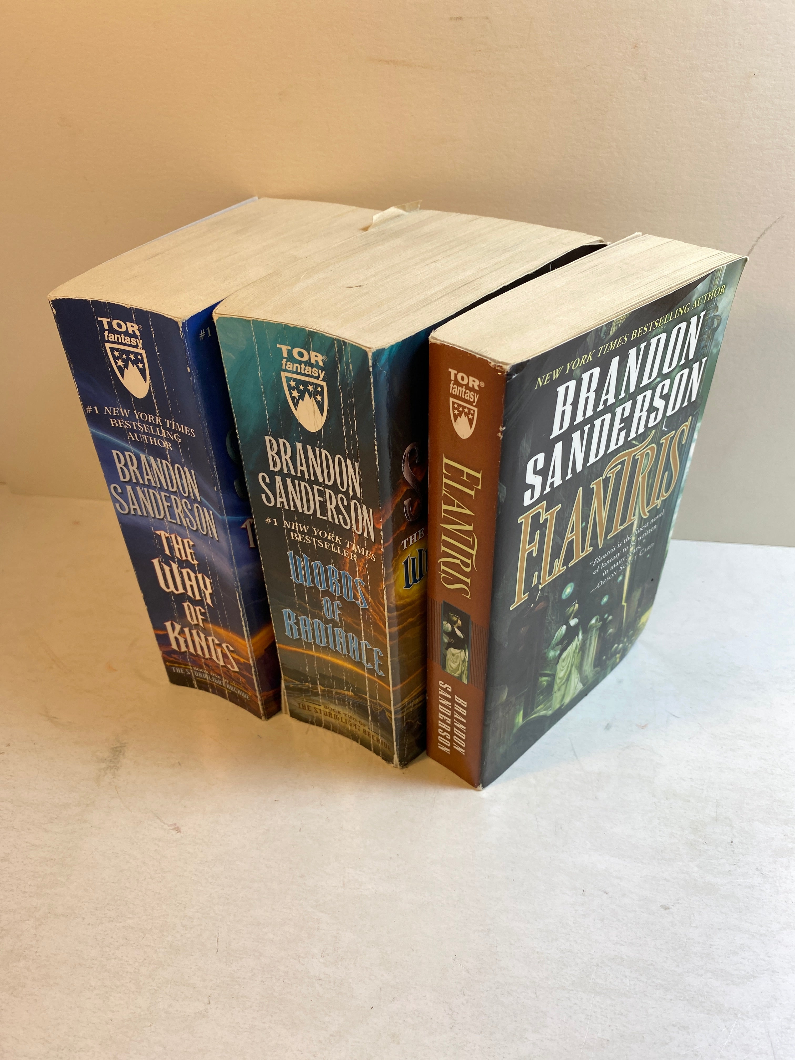Lot of 3 Brandon Sanderson Elantris Stormlight Paperbacks 2006-2014