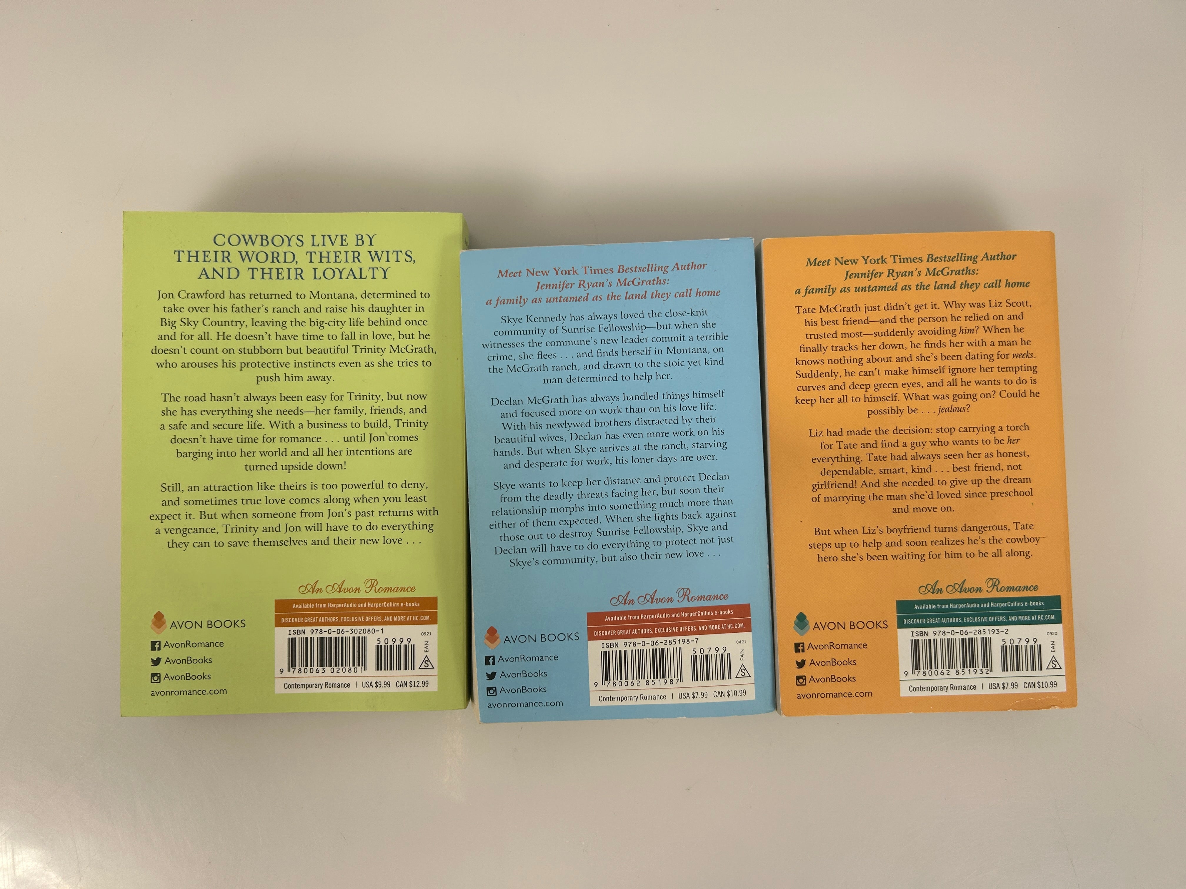 Lot of 3 Complete Series Set MCGRATH 1-3 Jennifer Ryan Romance PB