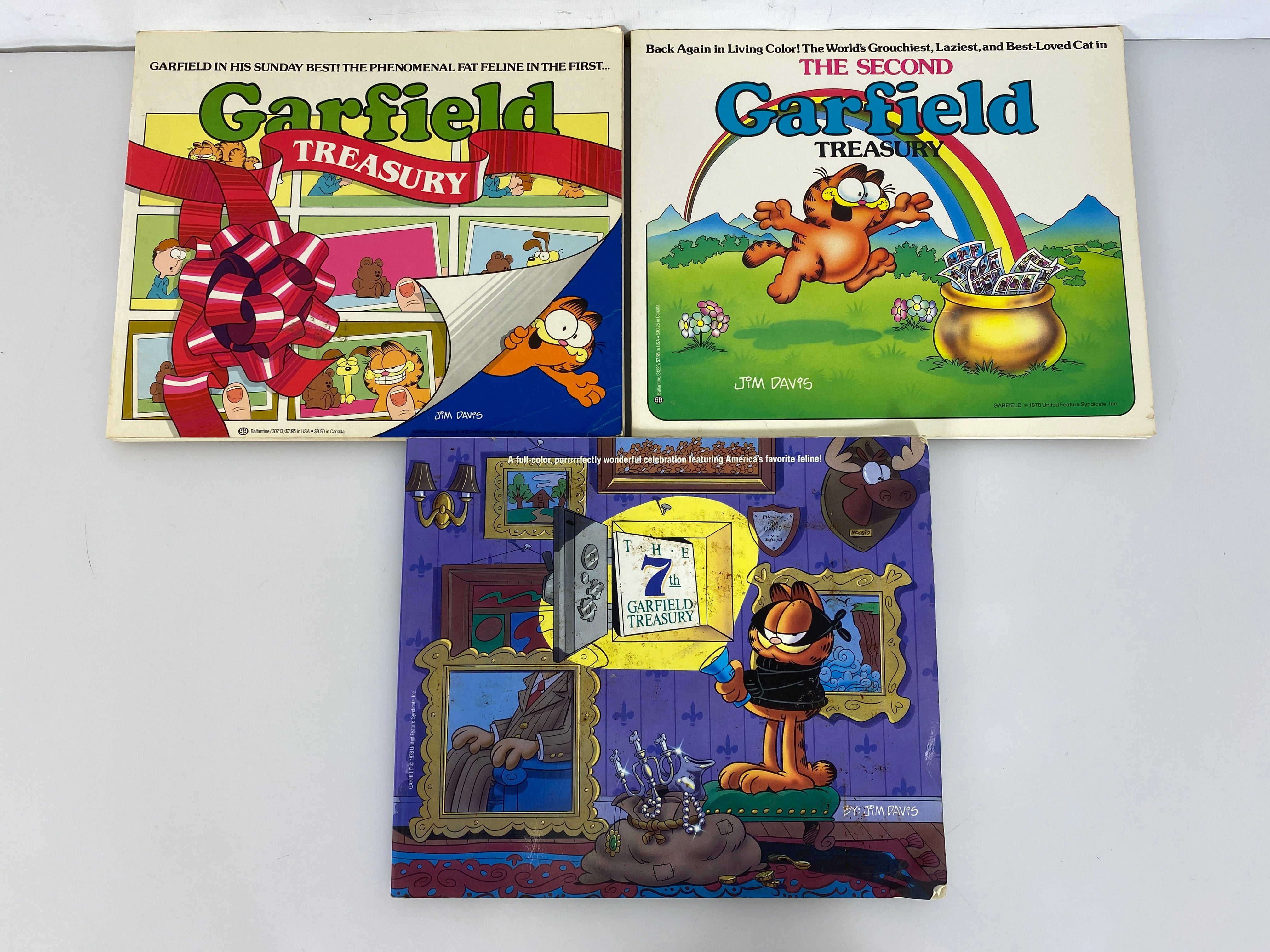 Lot of 3 Garfield Treasury 1, 2, 7 SC 1982-1993 First Editions