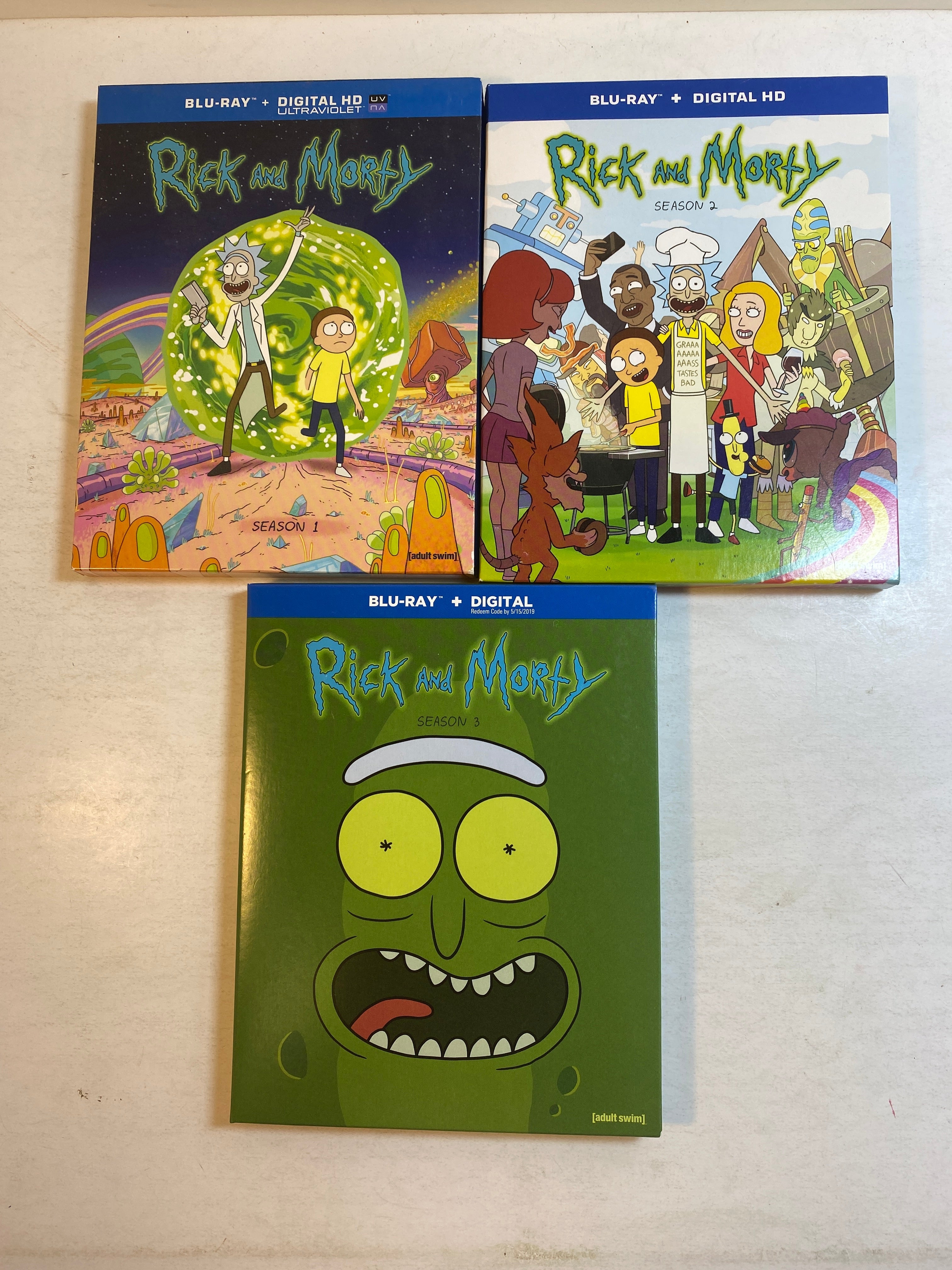 Lot of 3 Rick and Morty Blu Ray Seasons 1-3