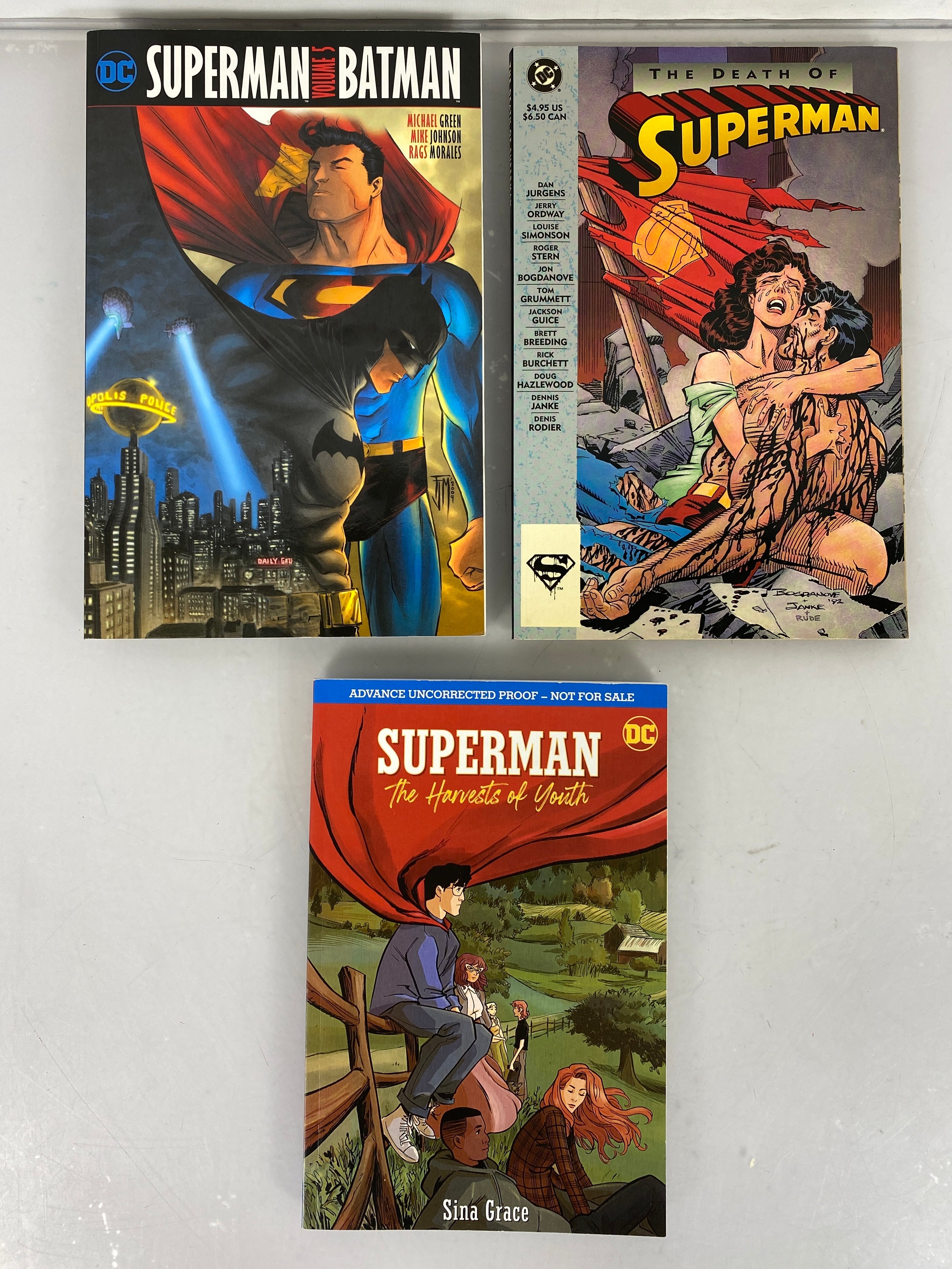 Lot of 3 Superman Graphic Novels: Death, Batman, Harvest of Youth SC