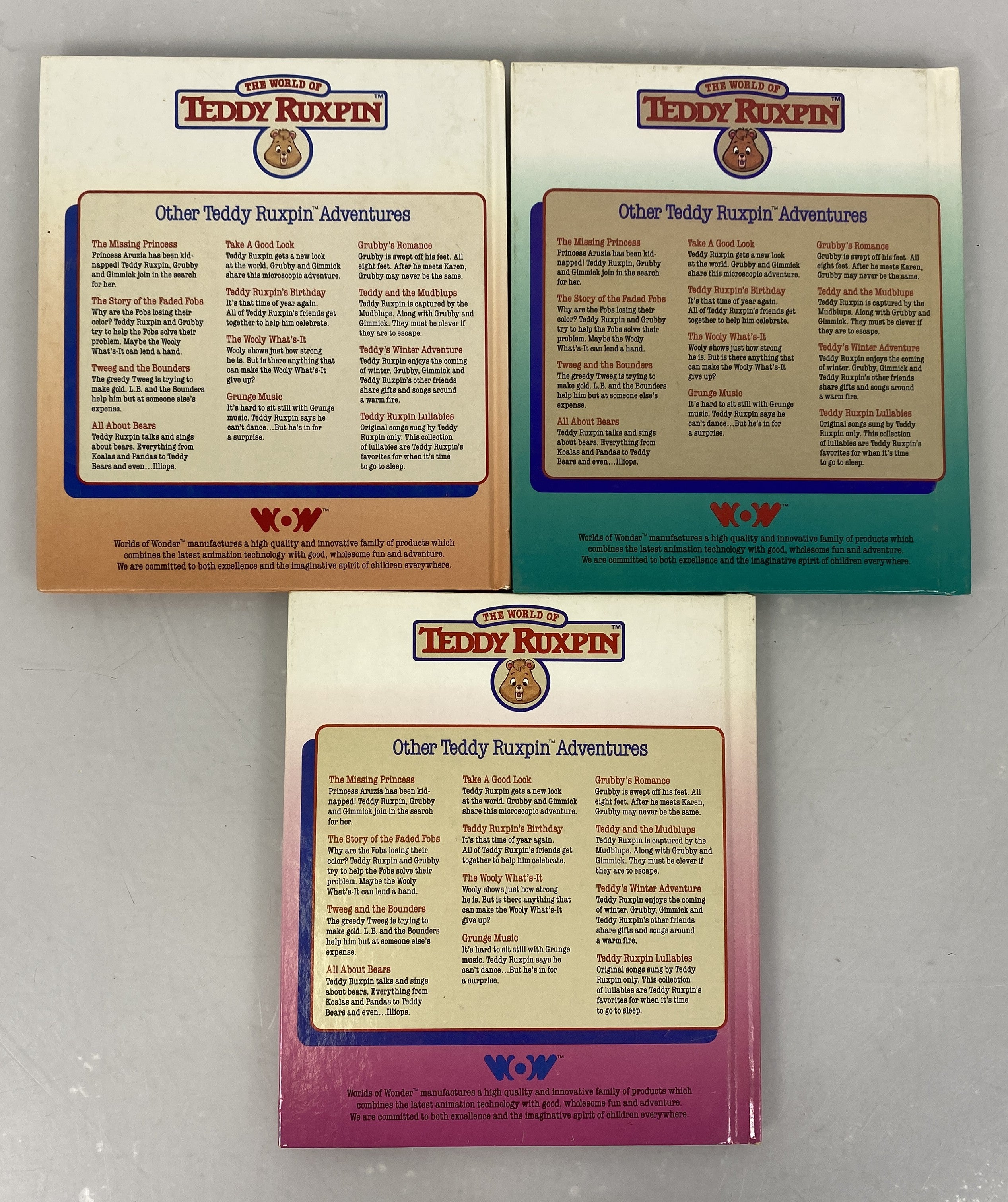 Lot of 3 Teddy Ruxpin HC Storybooks 1985
