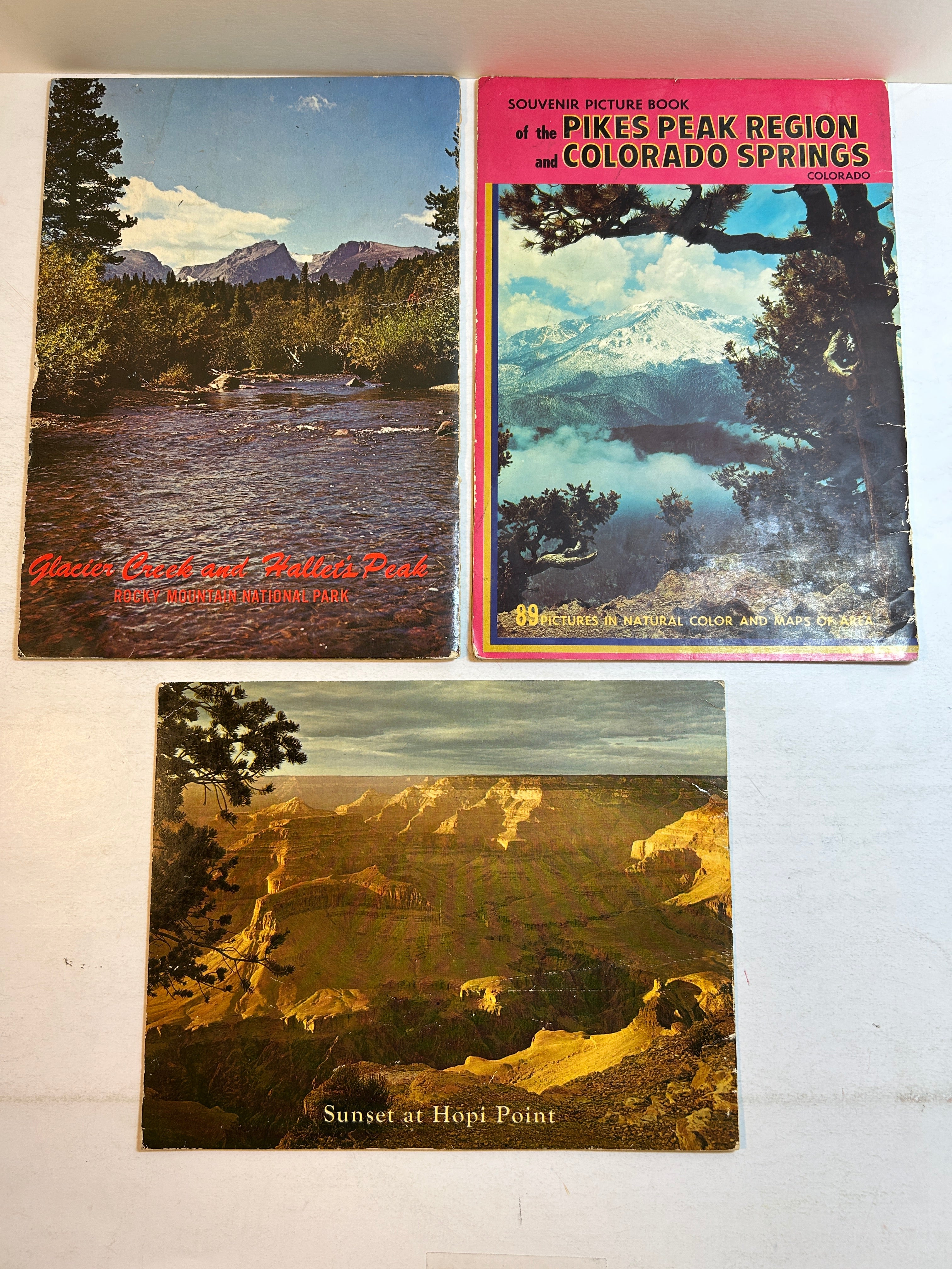 Lot of 3 Vint National Park Souvenir Books Grand Canyon/Rocky Mtn/Pike's Peak SC