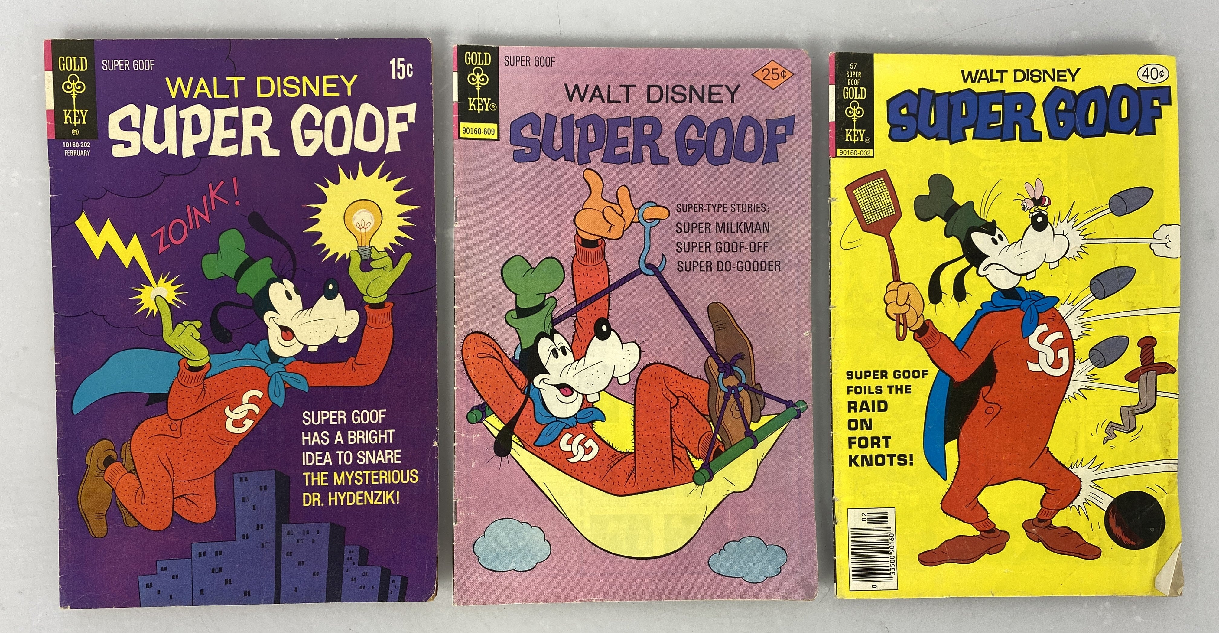 Lot of 3 Walt Disney Super Goof Gold Key Comics 1972-1980