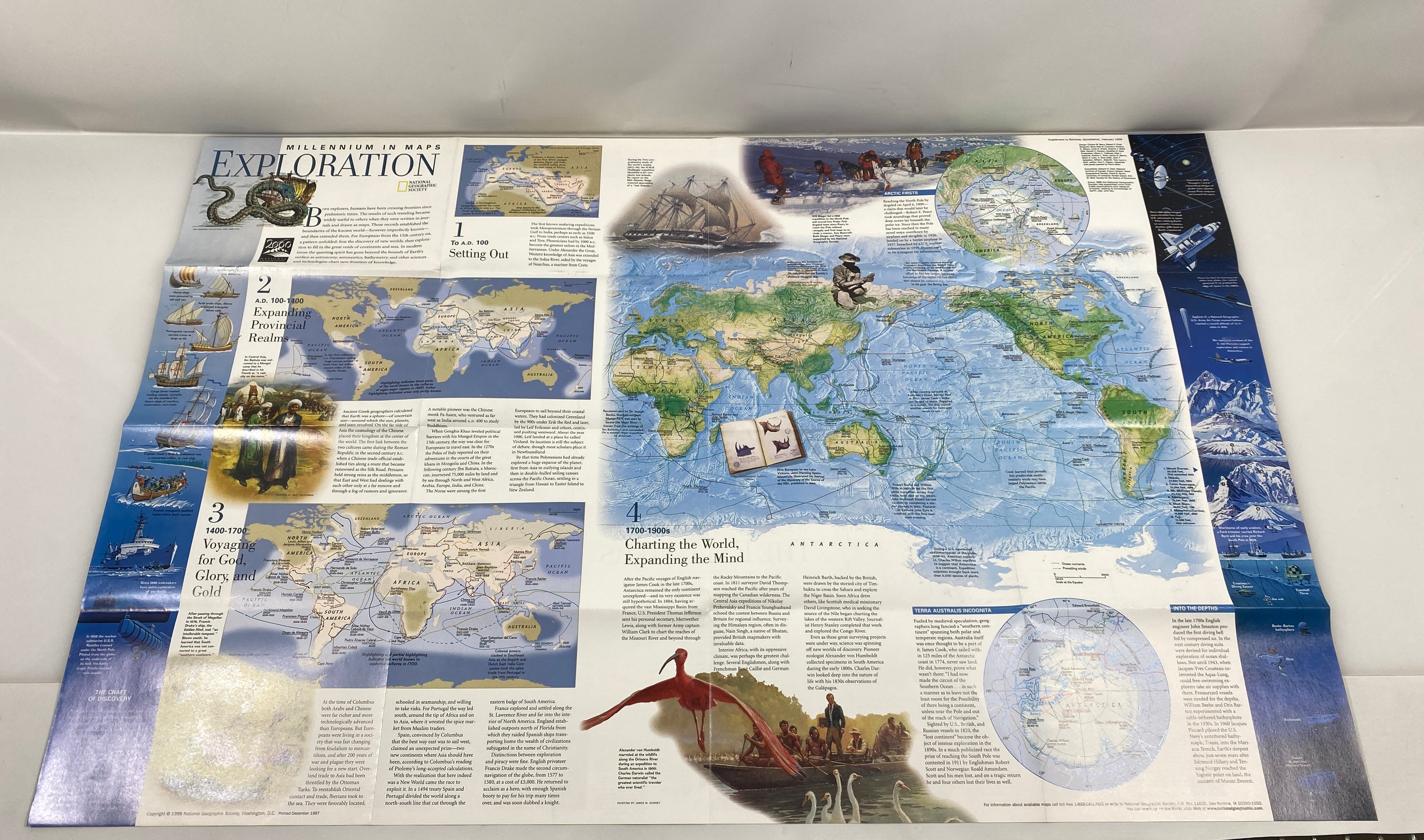 Lot of 4 Double Sided Nat Geo Millennium in Maps 1998-1999