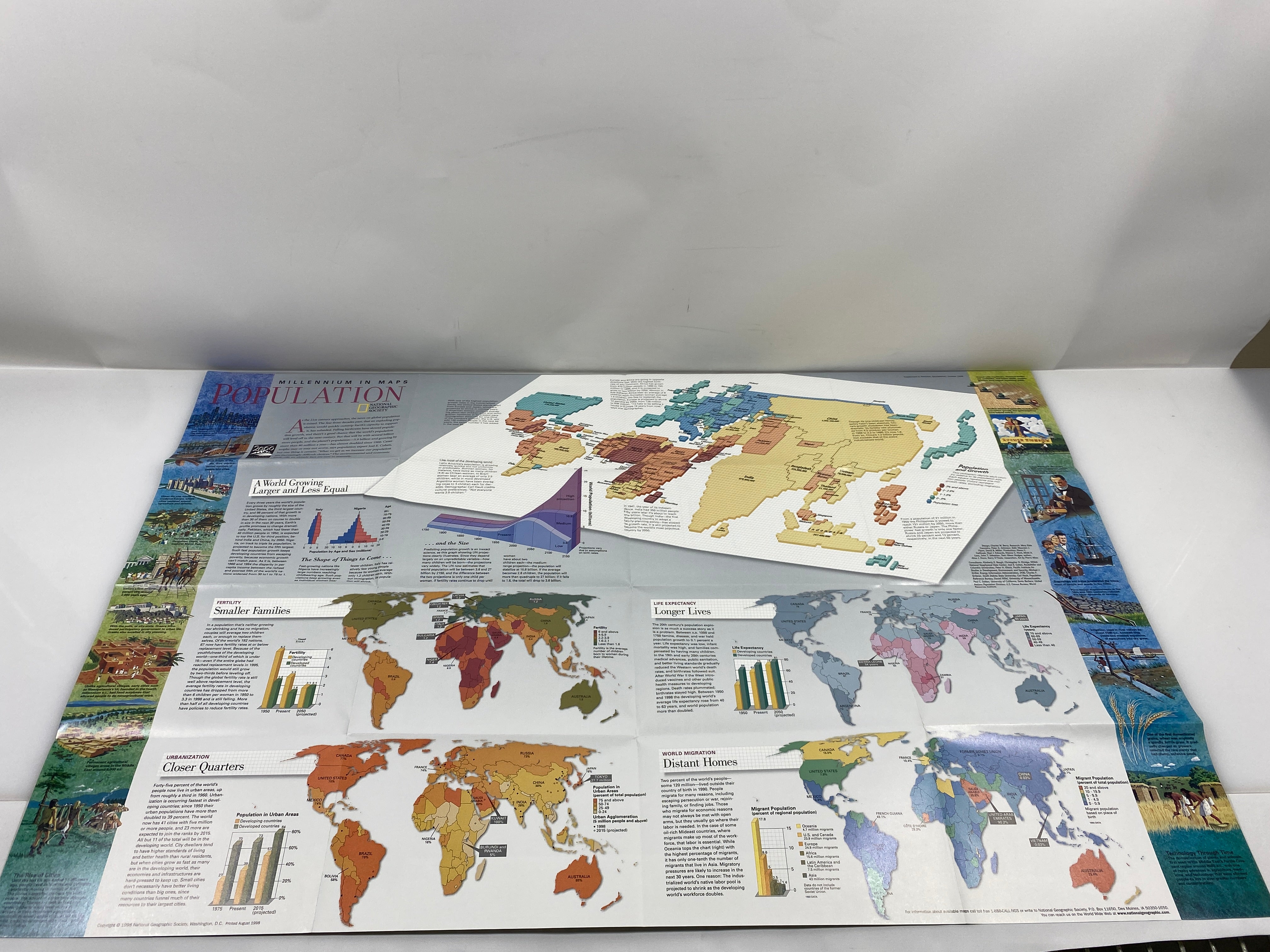 Lot of 4 Double Sided Nat Geo Millennium in Maps 1998-1999