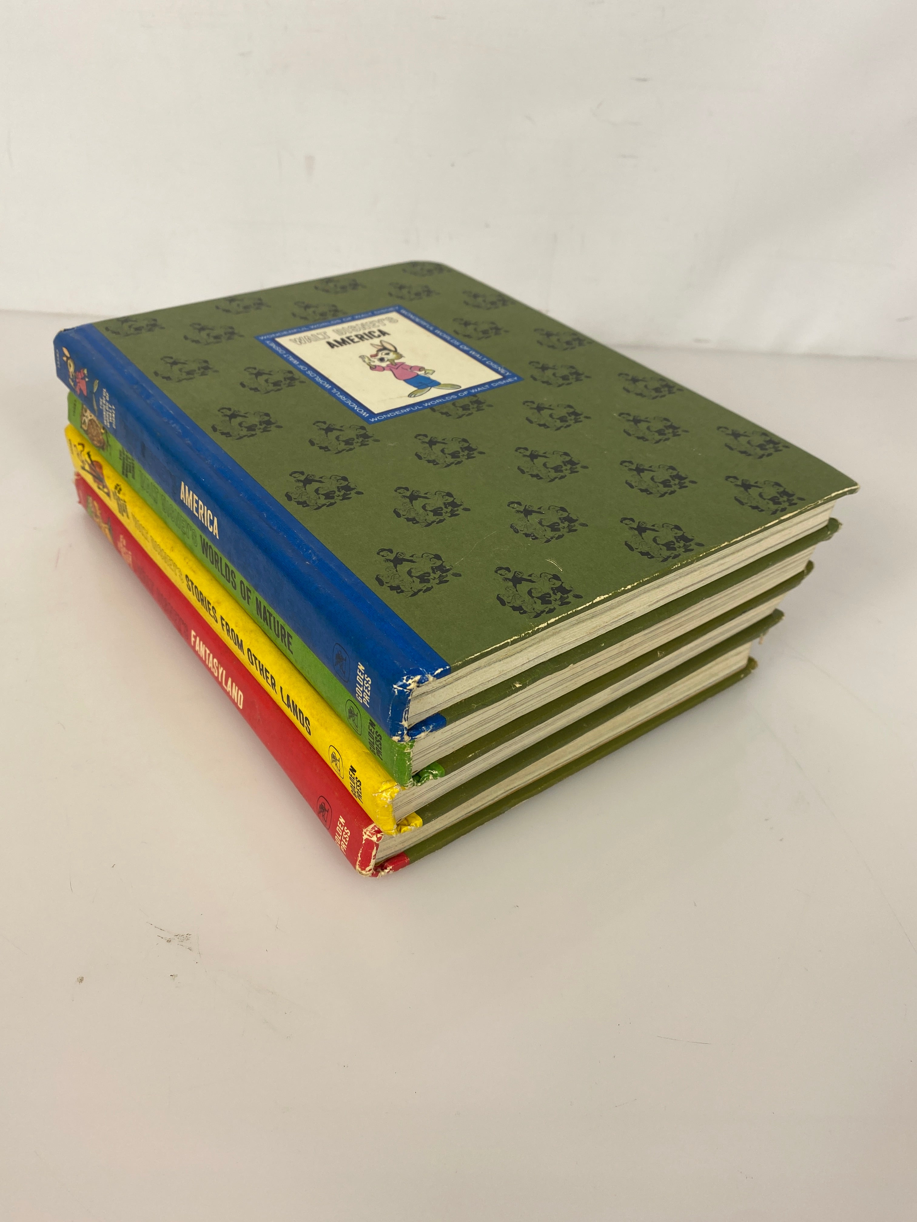 Lot of 4 Golden Disney Wonderful Worlds Books Fantasyland HC 1965