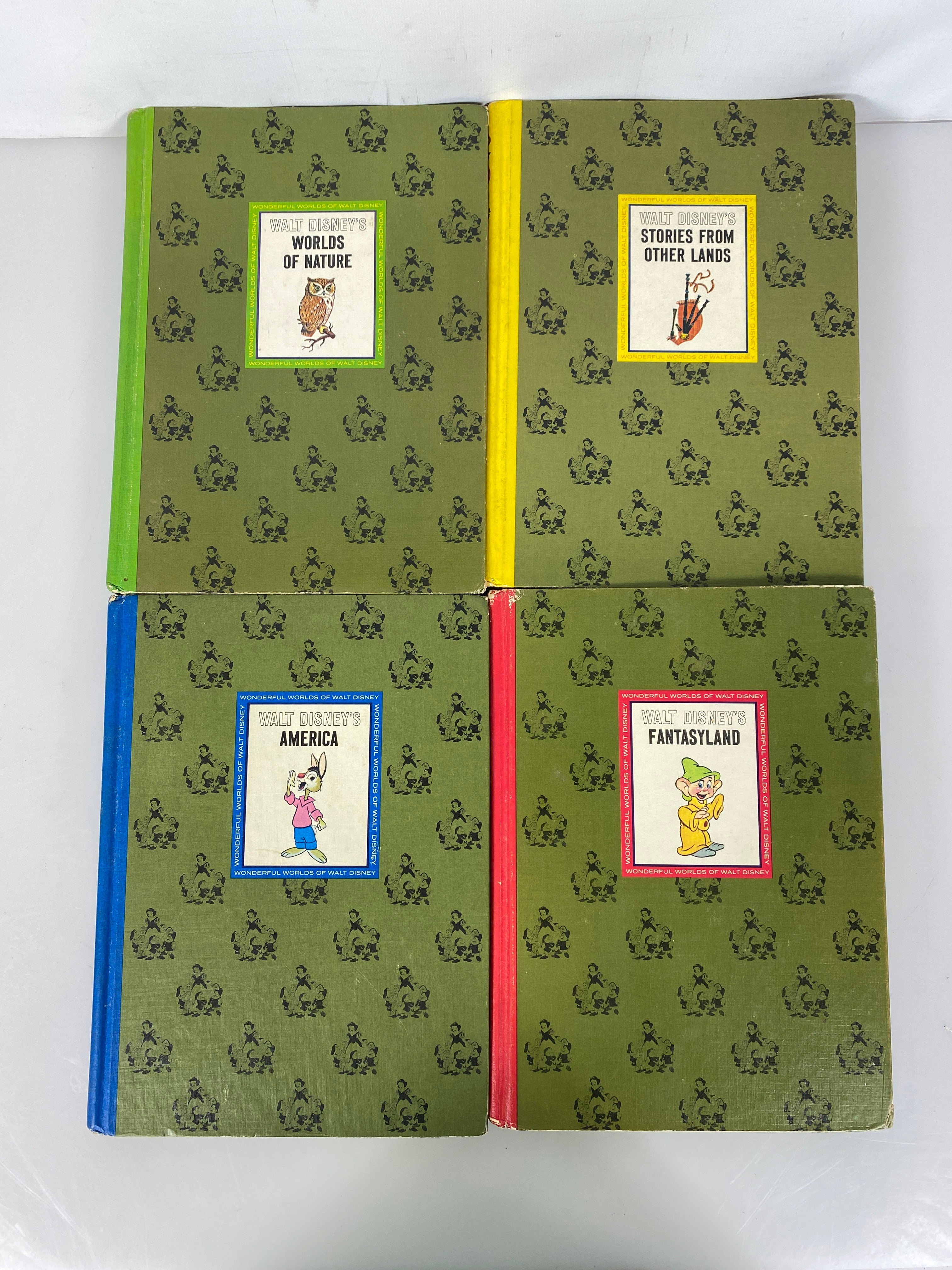 Lot of 4 Golden Disney Wonderful Worlds Books Fantasyland HC 1965
