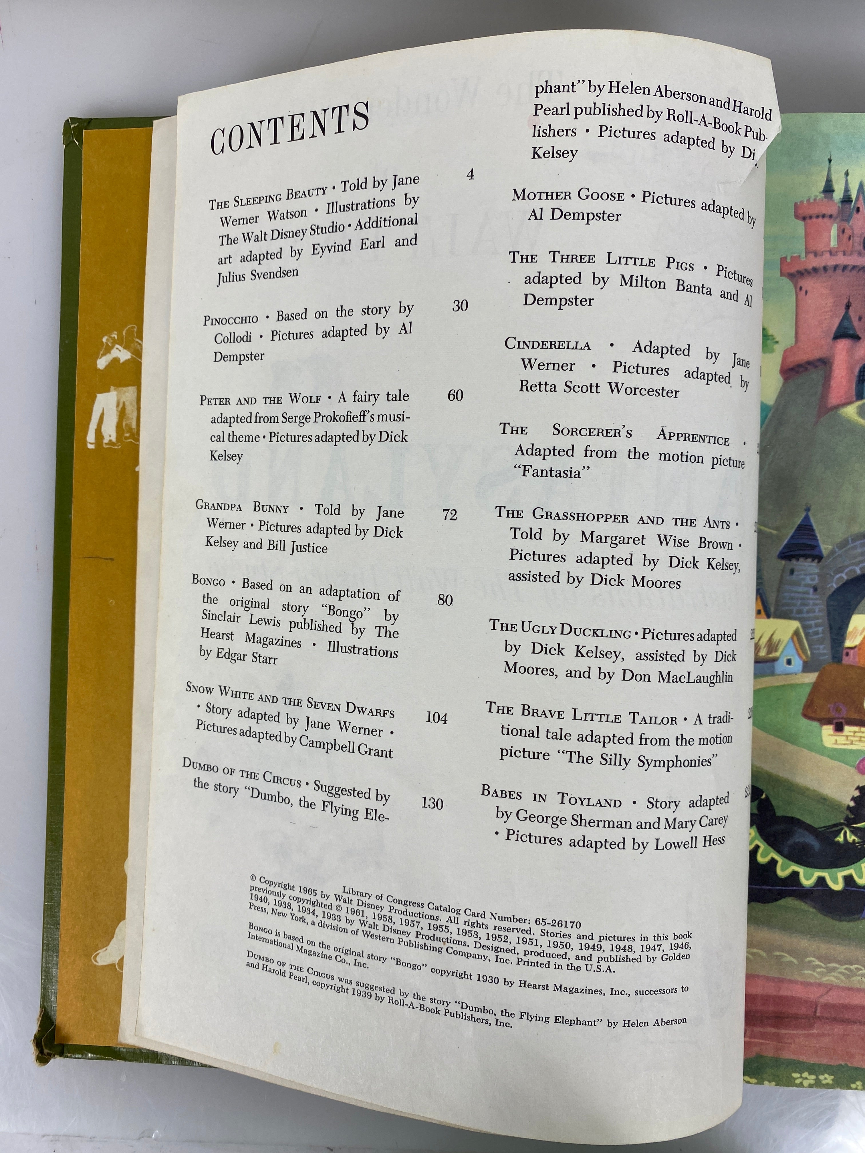 Lot of 4 Golden Disney Wonderful Worlds Books Fantasyland HC 1965