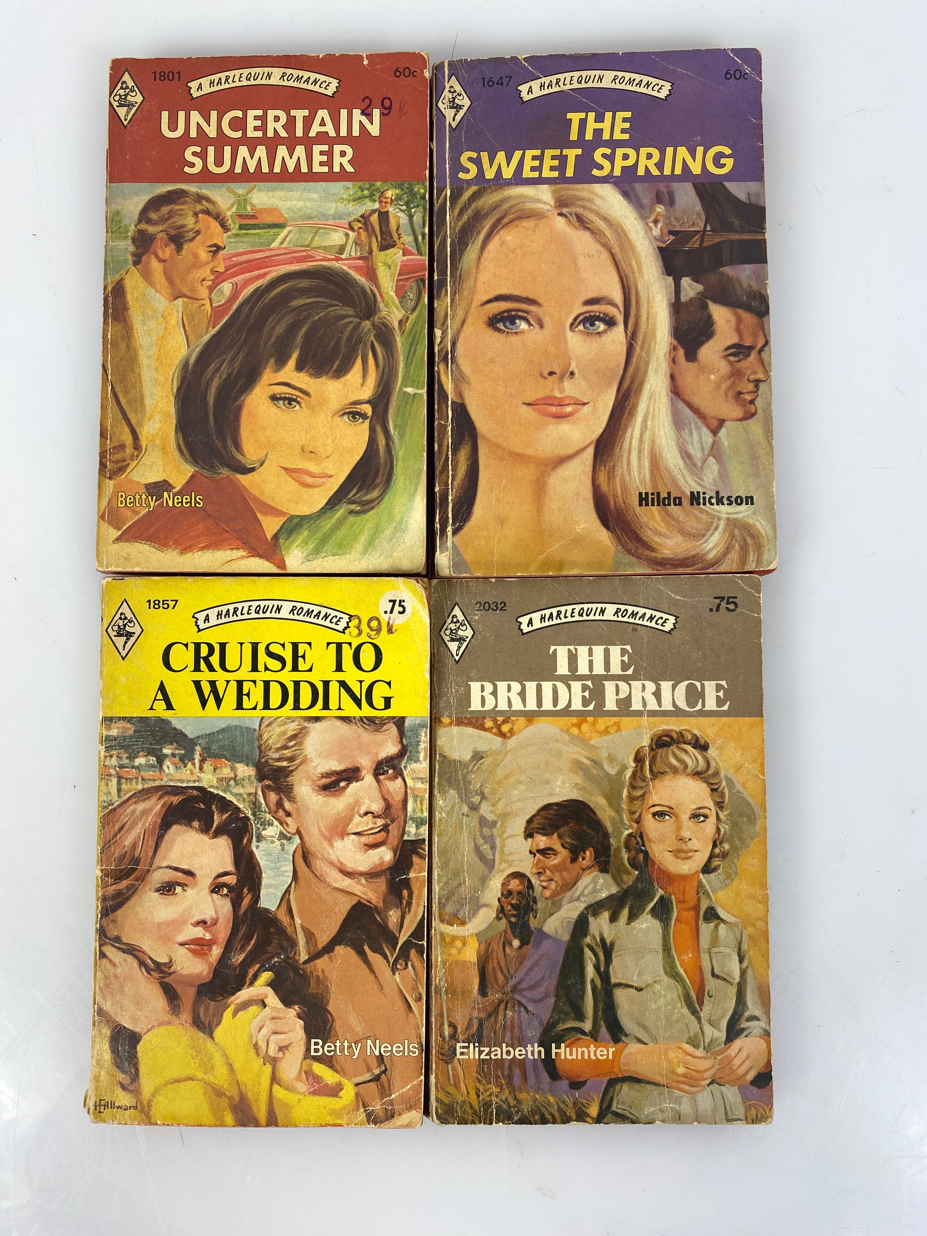 Lot of 4 Harlequin Romance vintage paperbacks 1972-1974