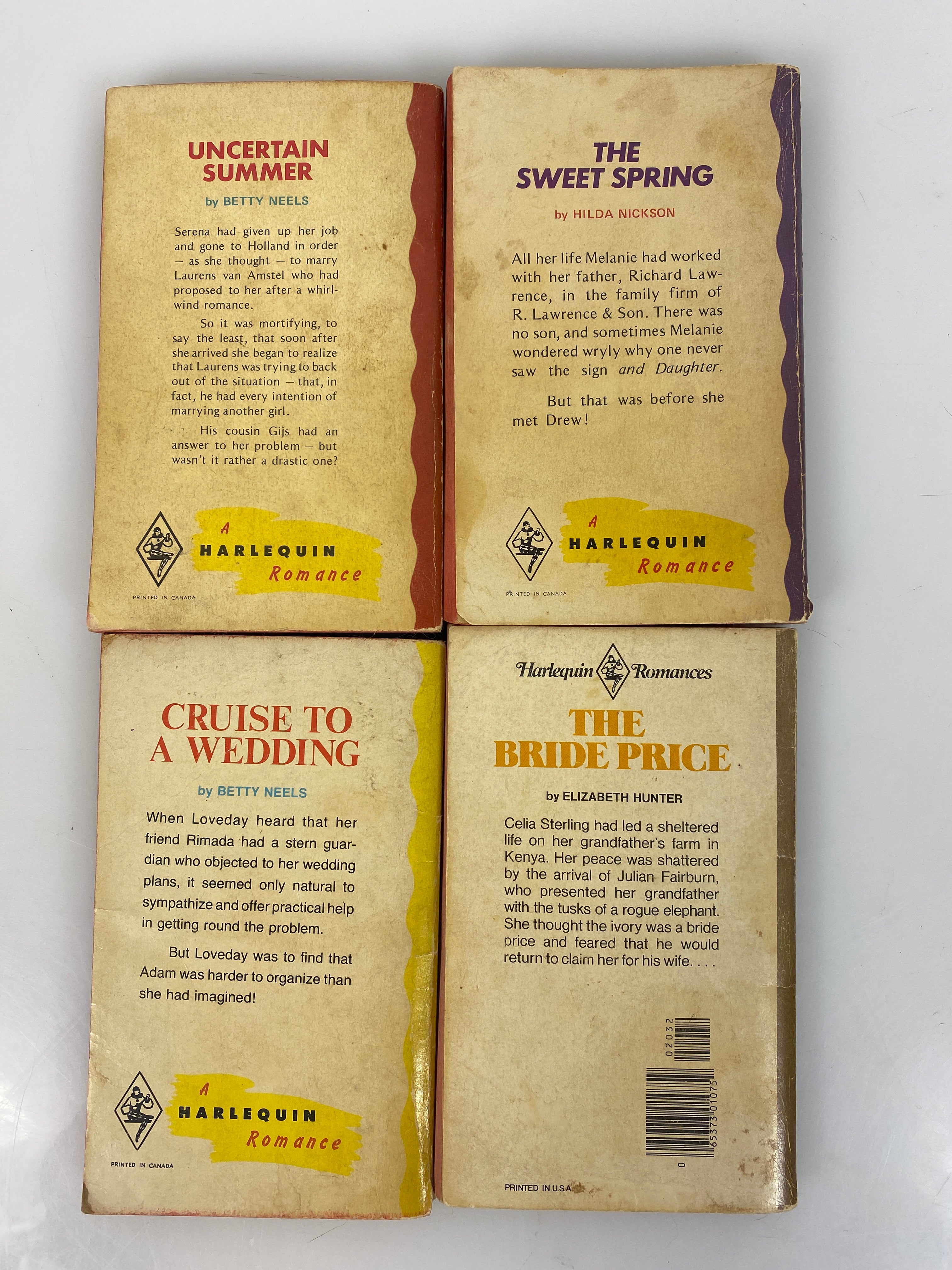 Lot of 4 Harlequin Romance vintage paperbacks 1972-1974