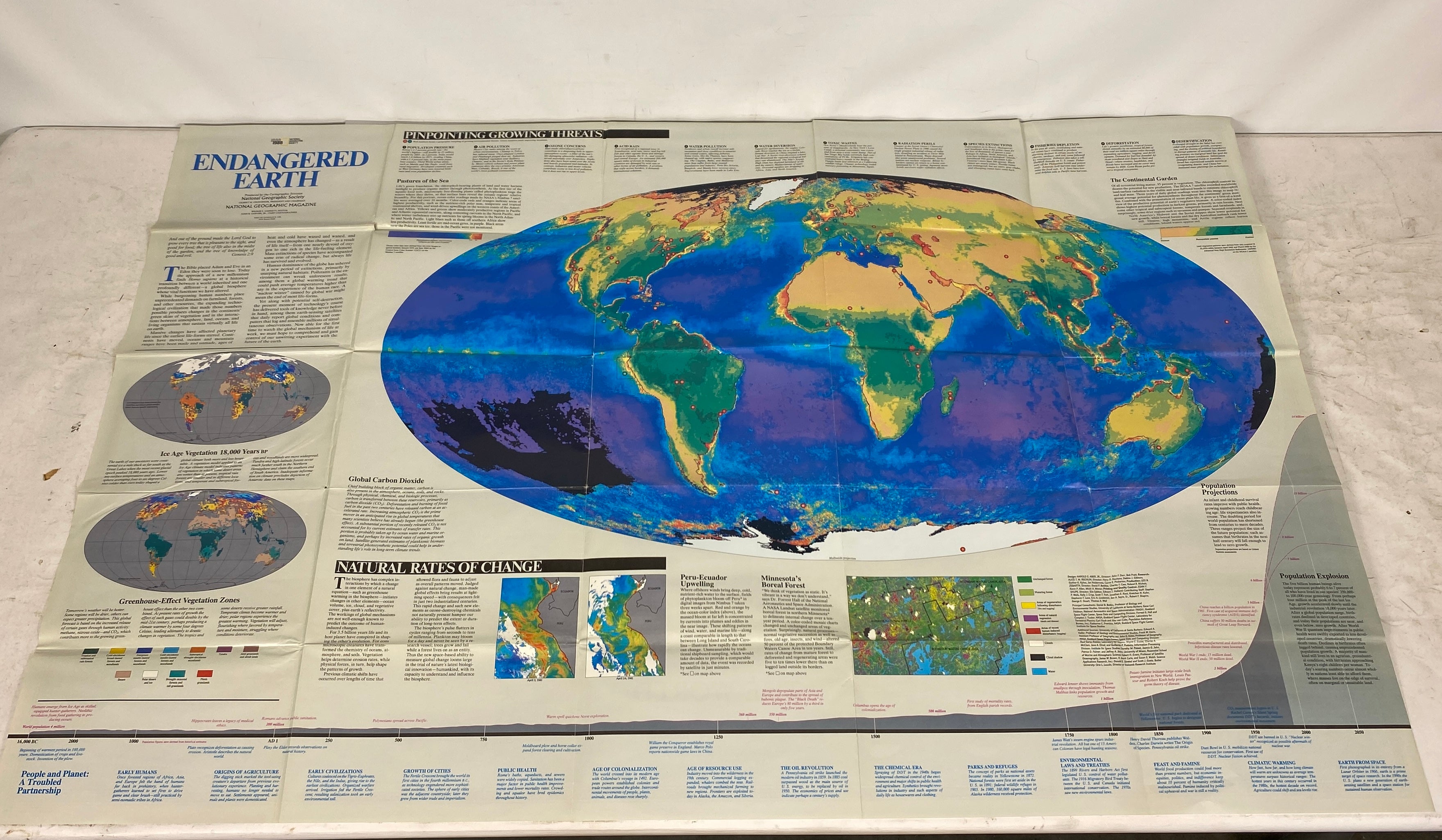 Lot of 4: Historical Atlas of the World/Endangered Earth/2 World Maps 1965-88