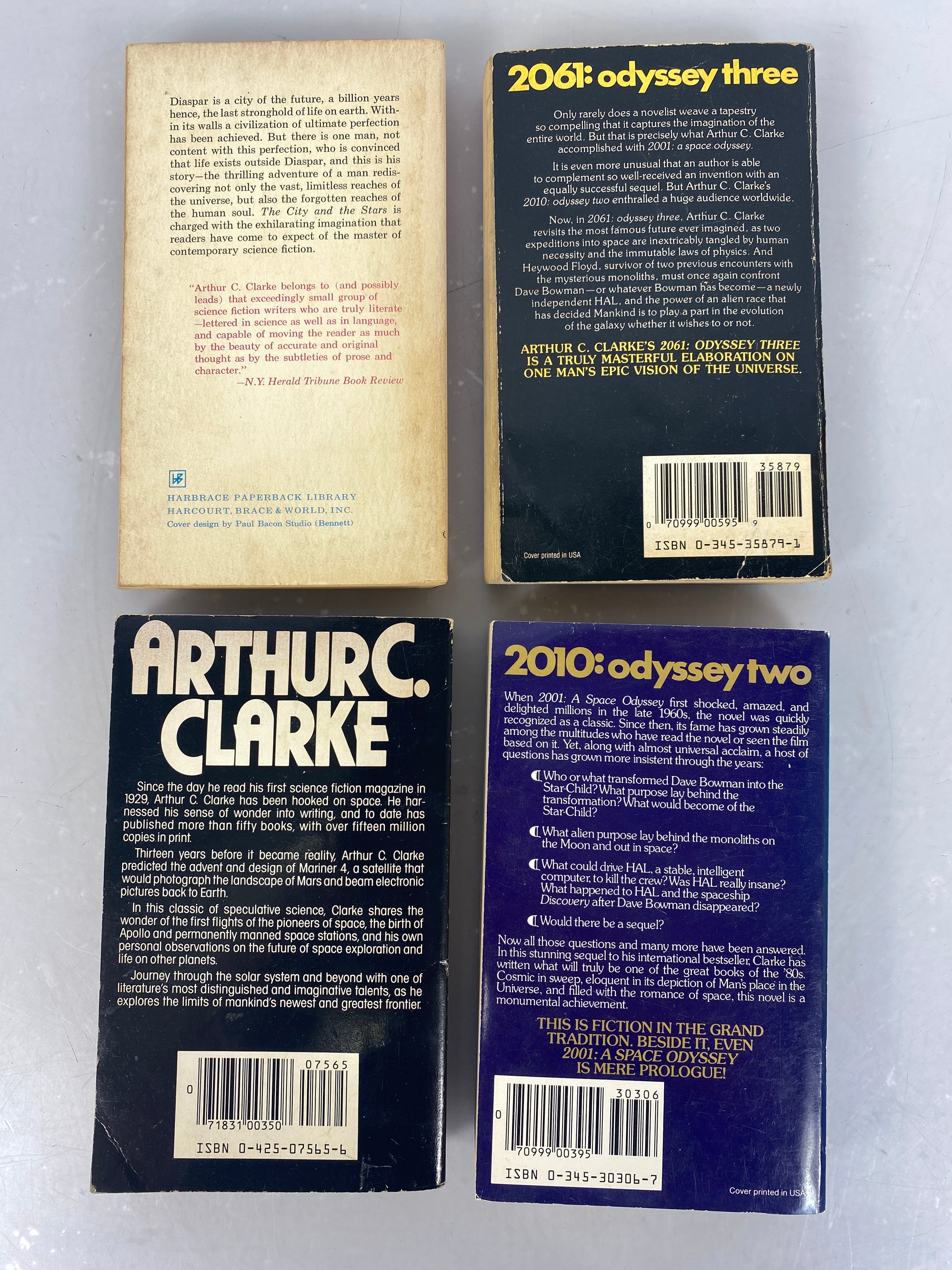 Lot of 4 Science Fiction paperbacks Arthur C. Clarke 1956-1989