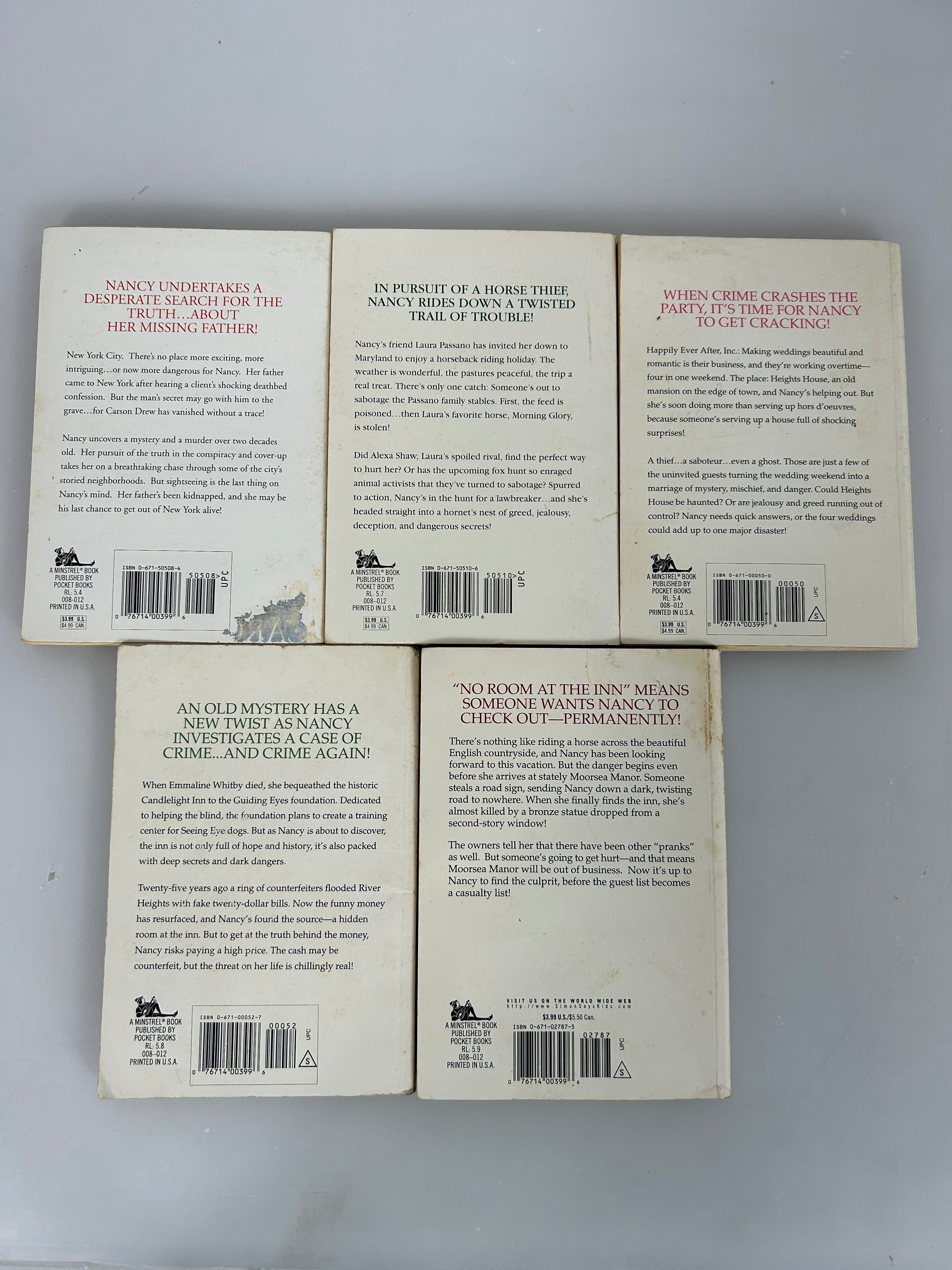 Lot of 5 Nancy Drew Files VTG 90s YA Books Acceptable-Good SC