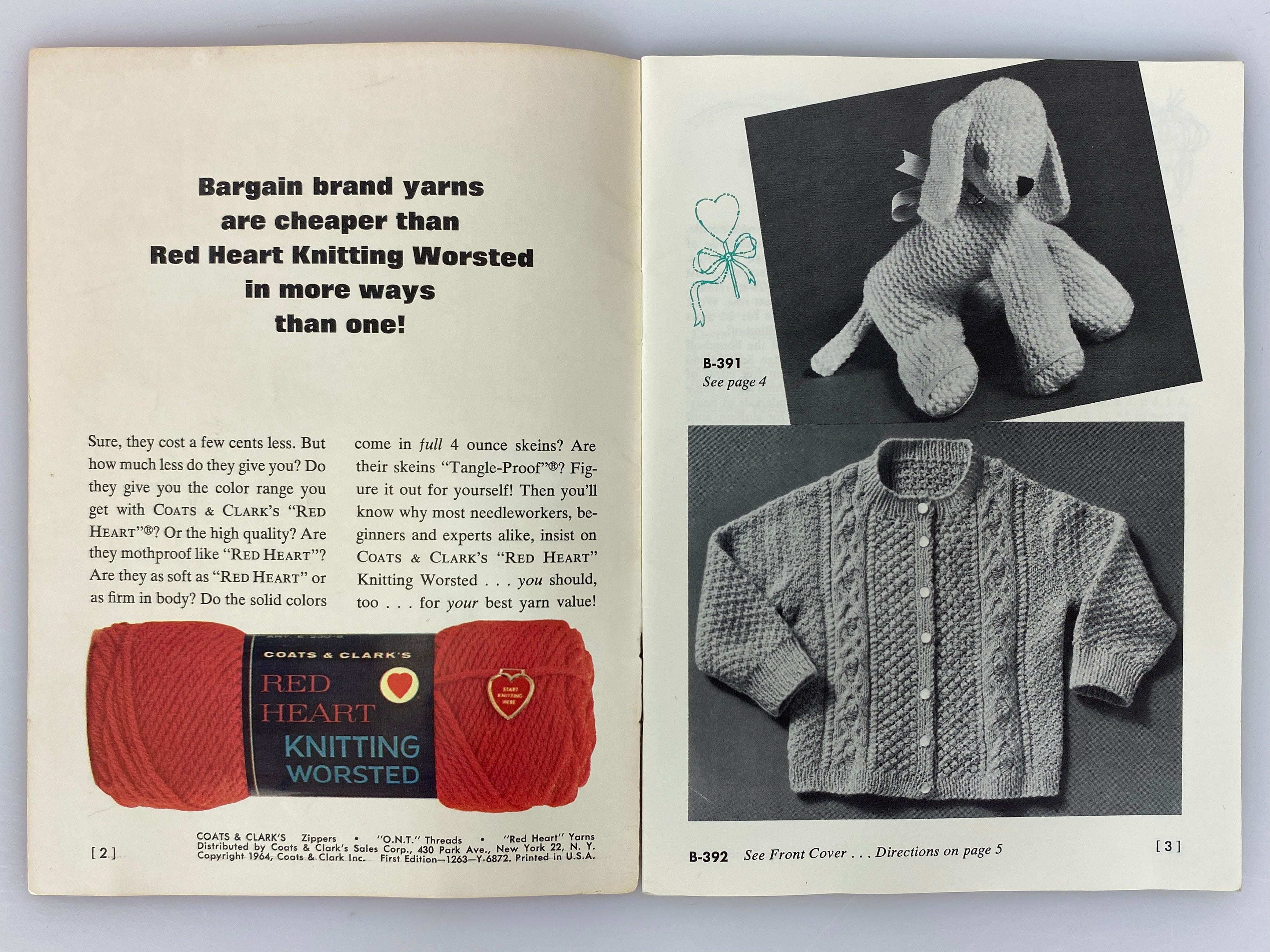 Lot of 5 Vintage Knit & Crochet Books: Coats & Clark/Susan Bates 1959-64 SC