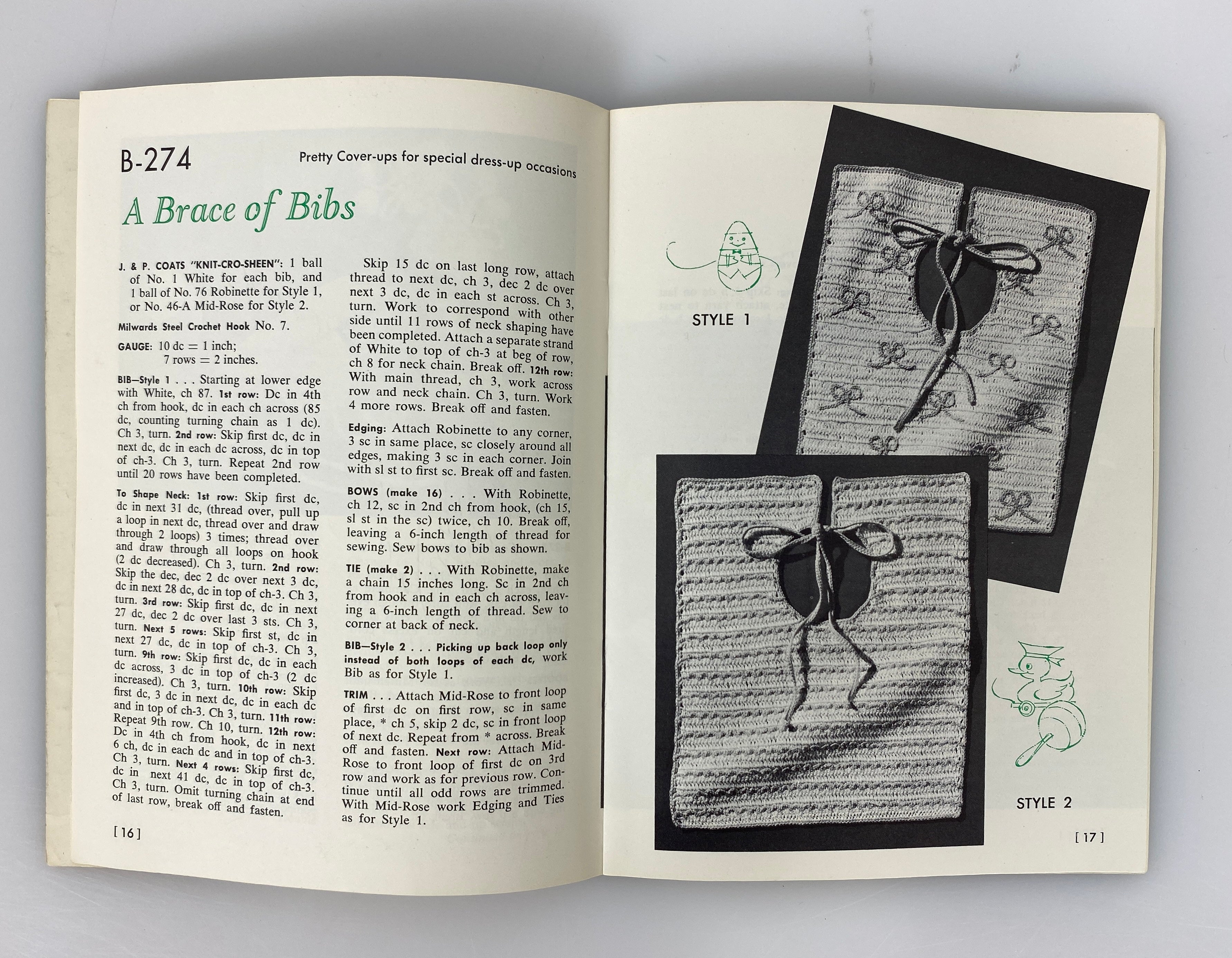 Lot of 5 Vintage Knit & Crochet Books: Coats & Clark/Susan Bates 1959-64 SC