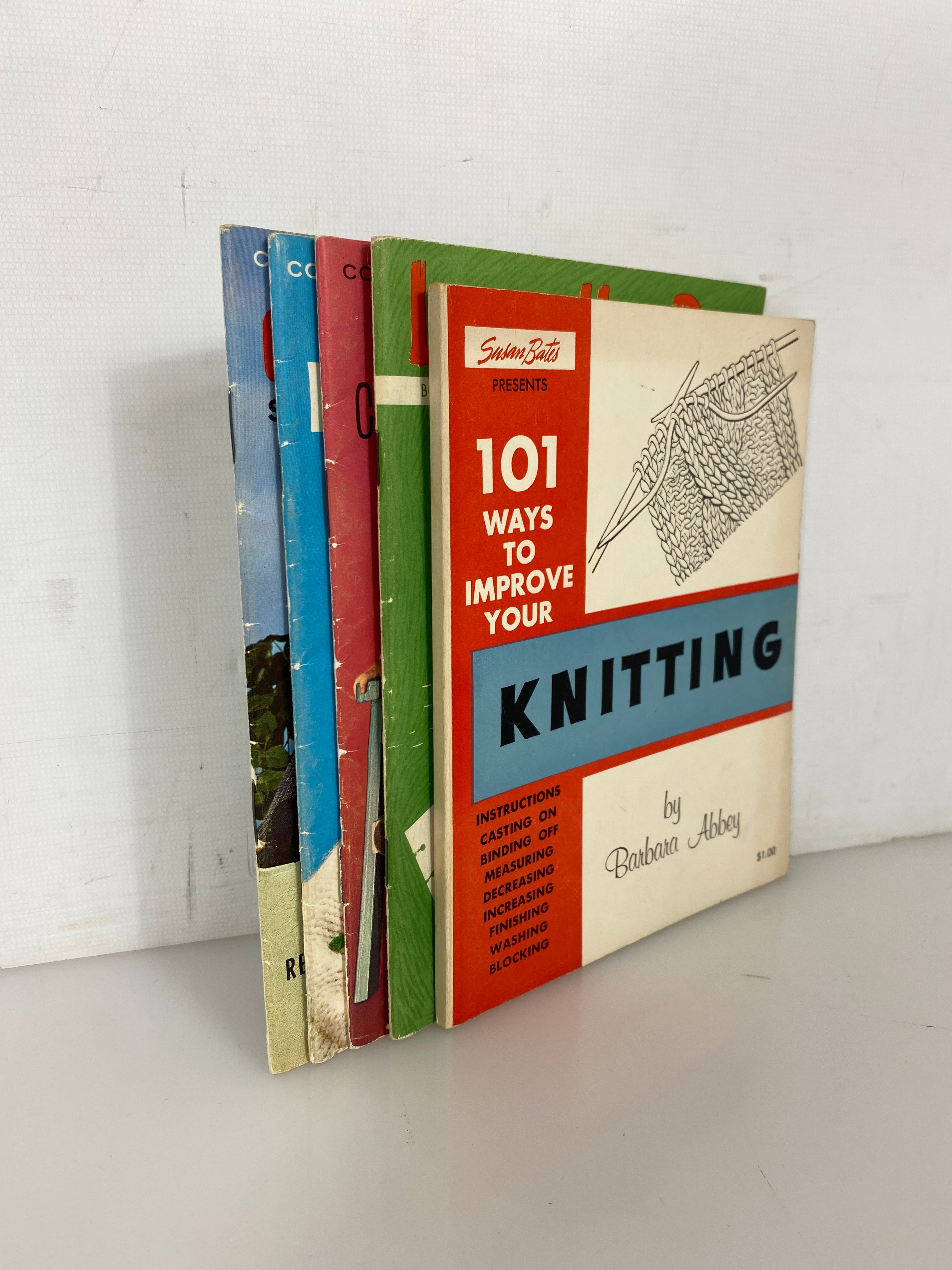 Lot of 5 Vintage Knit & Crochet Books: Coats & Clark/Susan Bates 1959-64 SC
