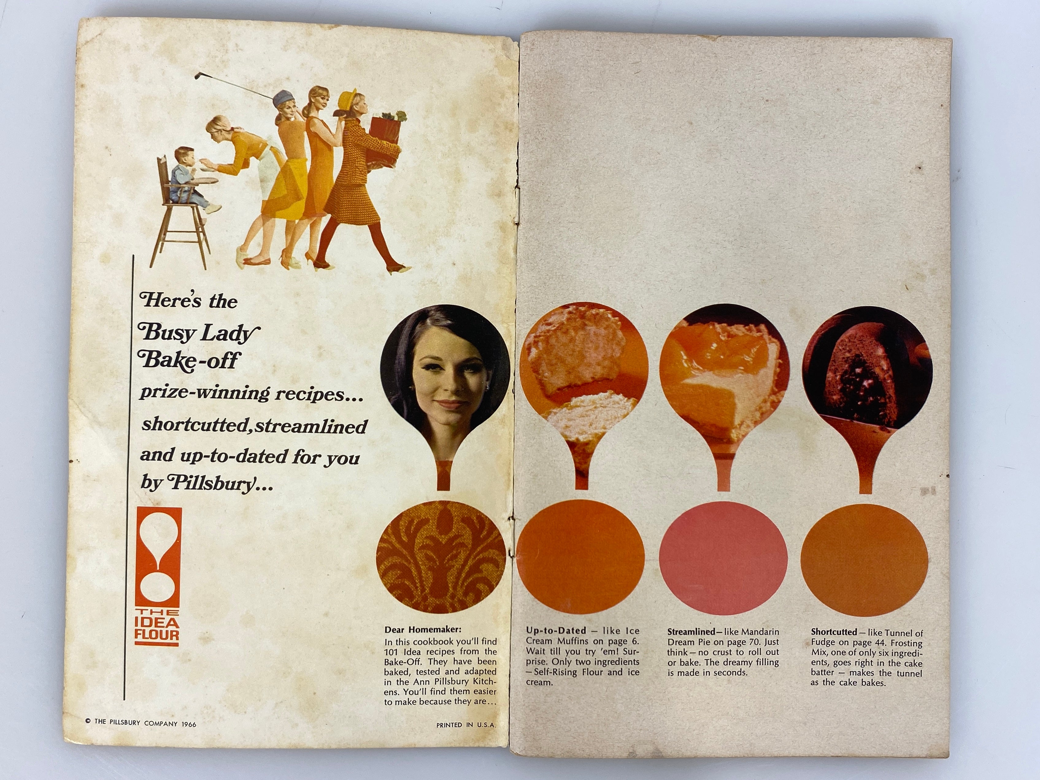 Lot of 5 Vintage Pillsbury Cook Books: Bake-Off/Breads/Time Saver/"Busy Lady" SC