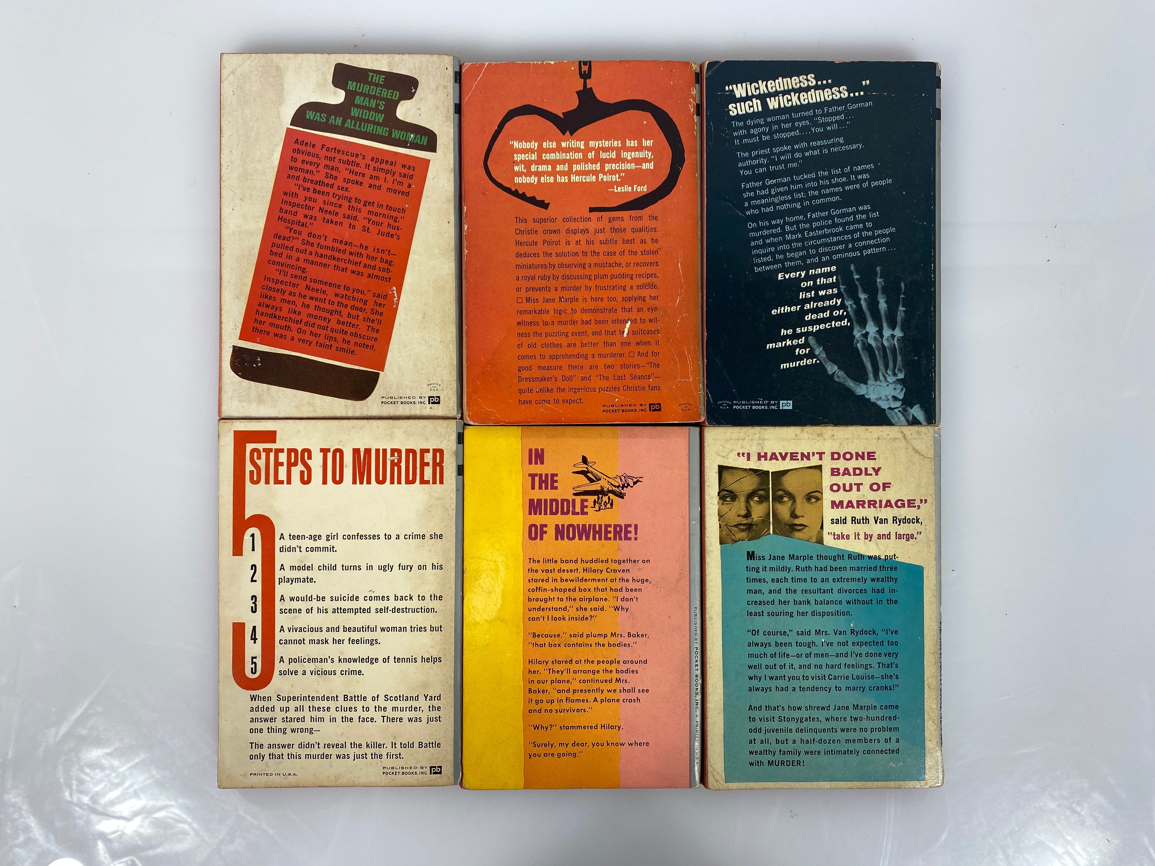 Lot of 6 Agatha Christie Vintage Paperback Mystery Books Pocket 1961-1963