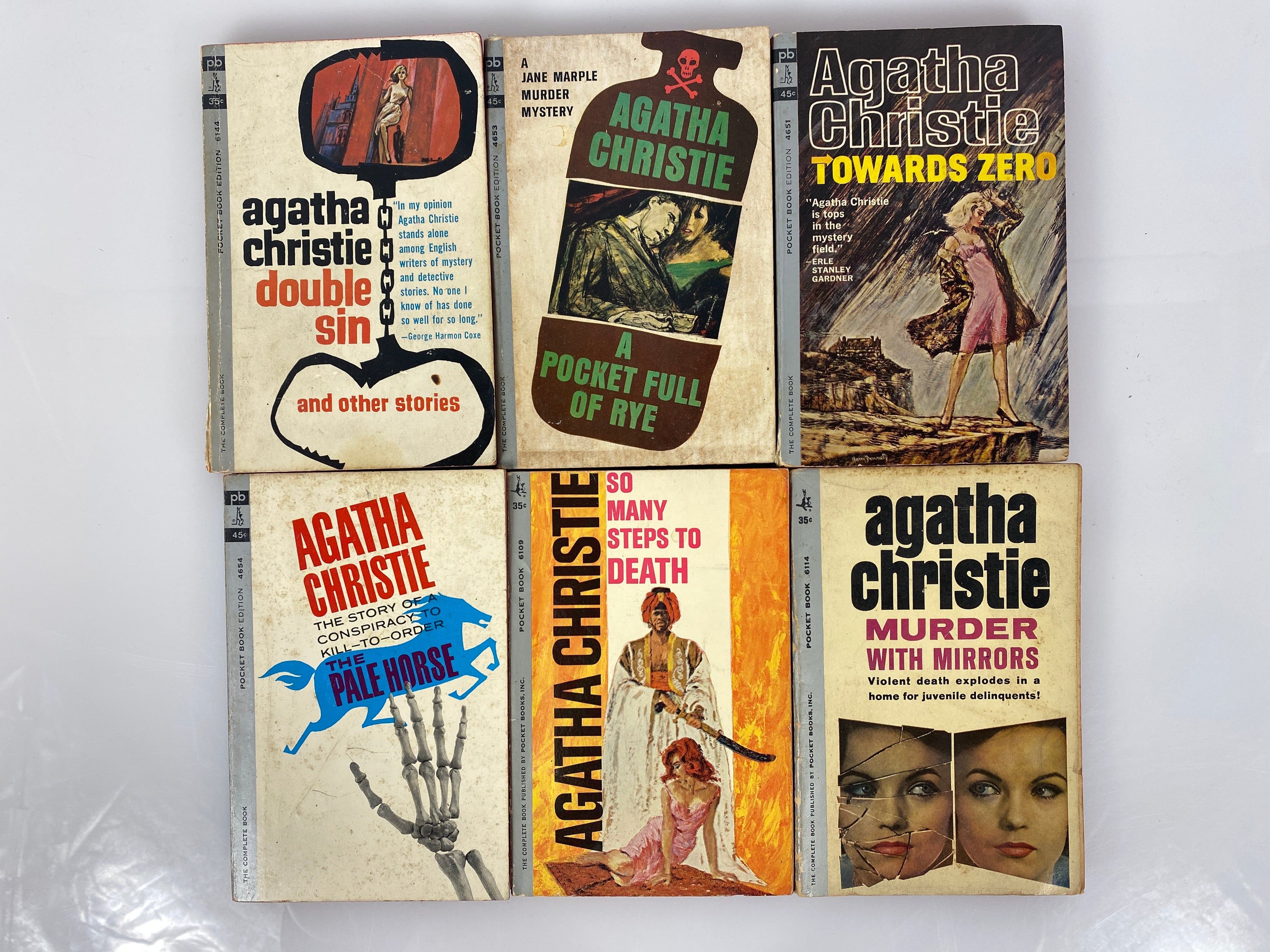 Lot of 6 Agatha Christie Vintage Paperback Mystery Books Pocket 1961-1963