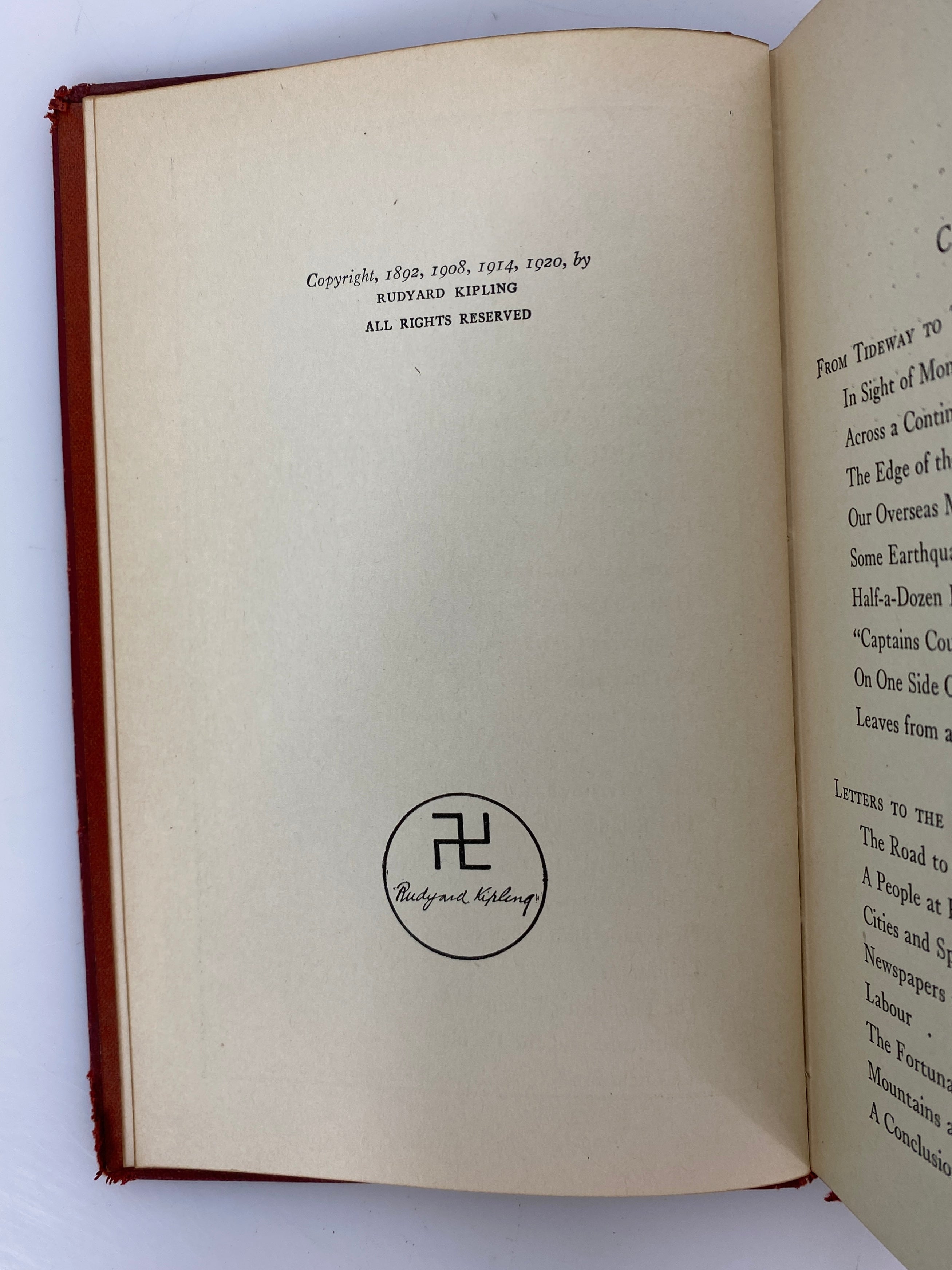 Lot of 6 Antique Rudyard Kipling incl Kim/Second Jungle Book 1920s Leather Bound