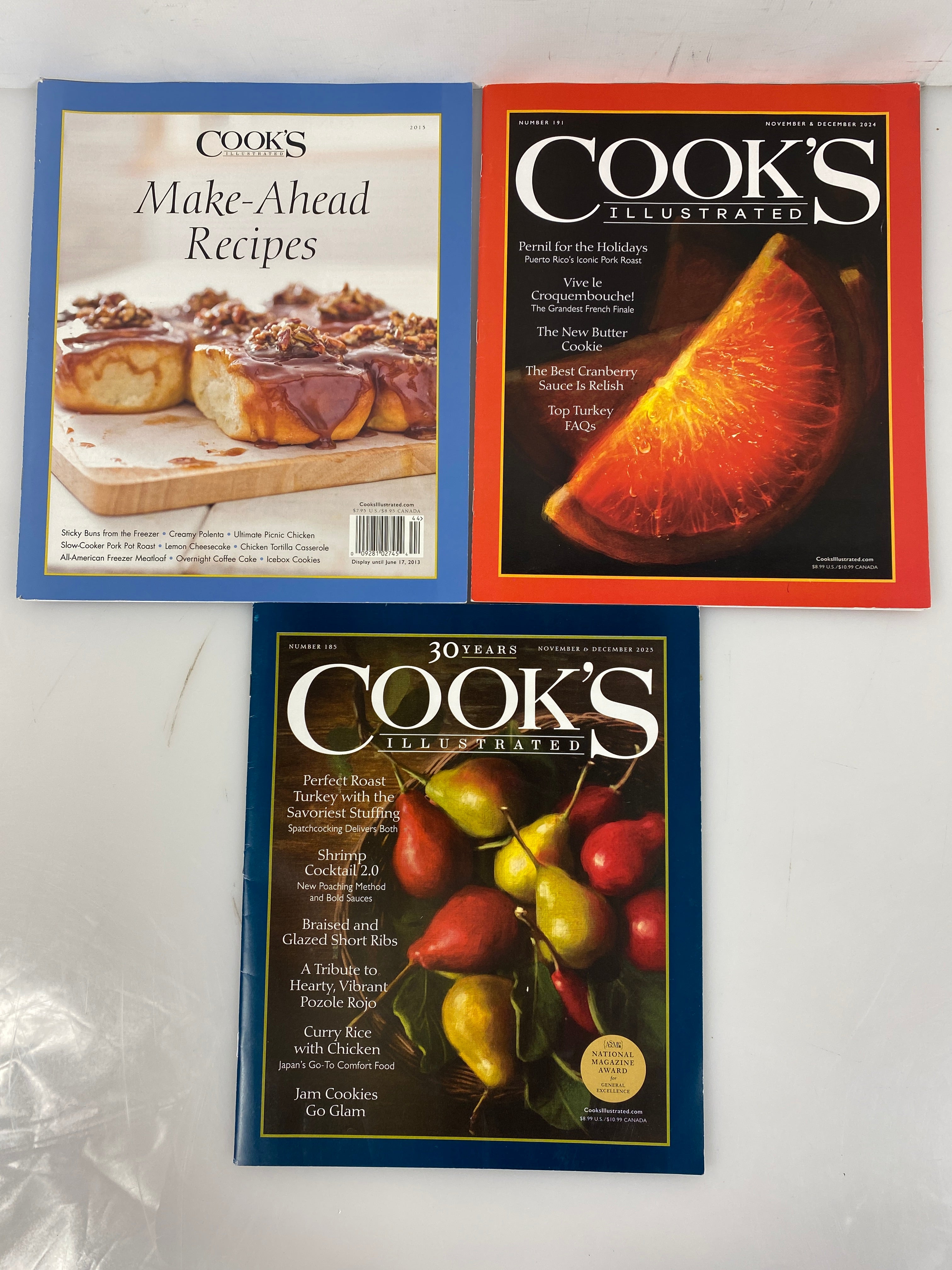 Lot of 6 Cook's Illustrated Magazines 2013-2025