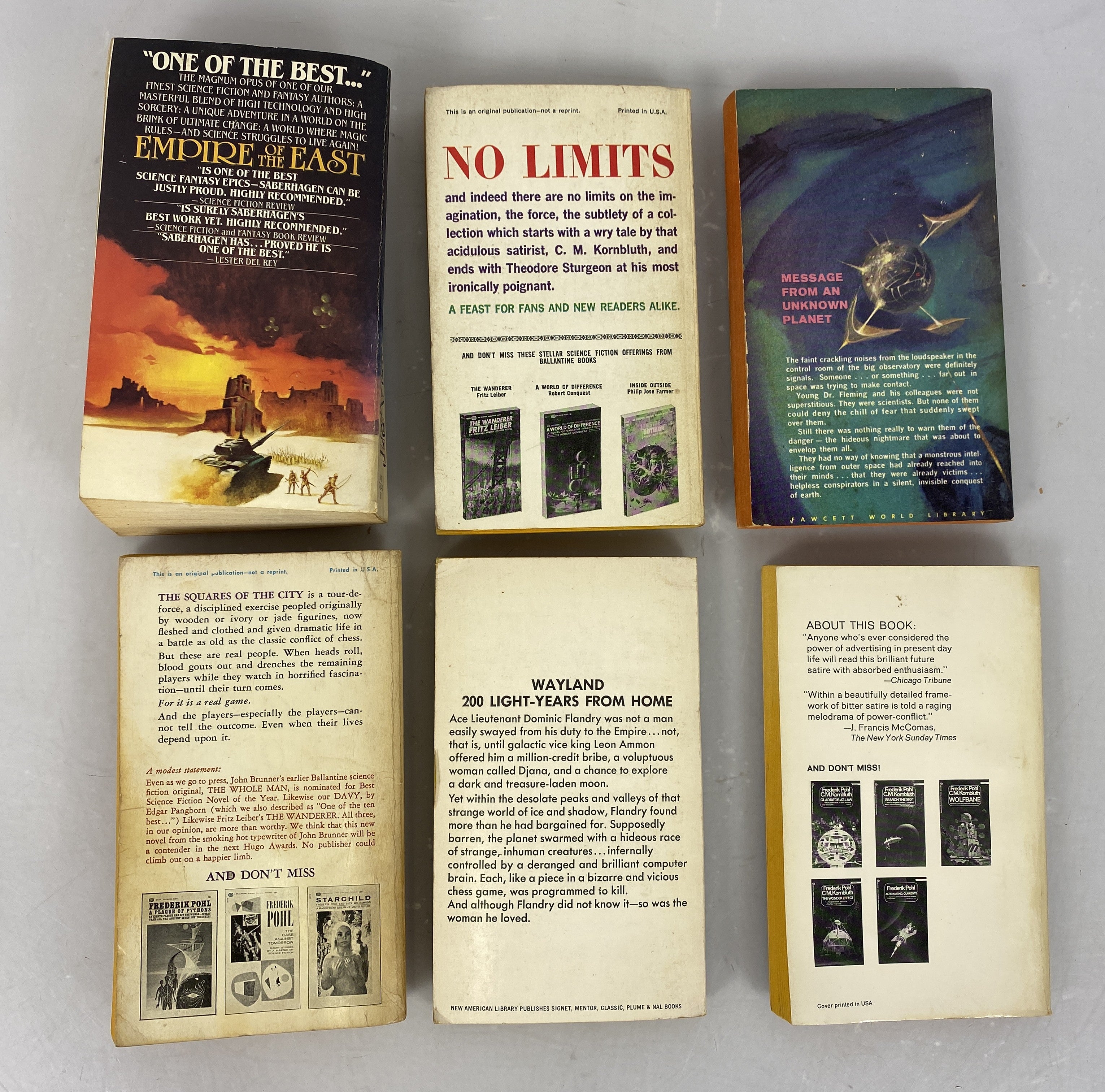 Lot of 6 Vintage Science Fiction Paperbacks (Lot #1) 1964-1980