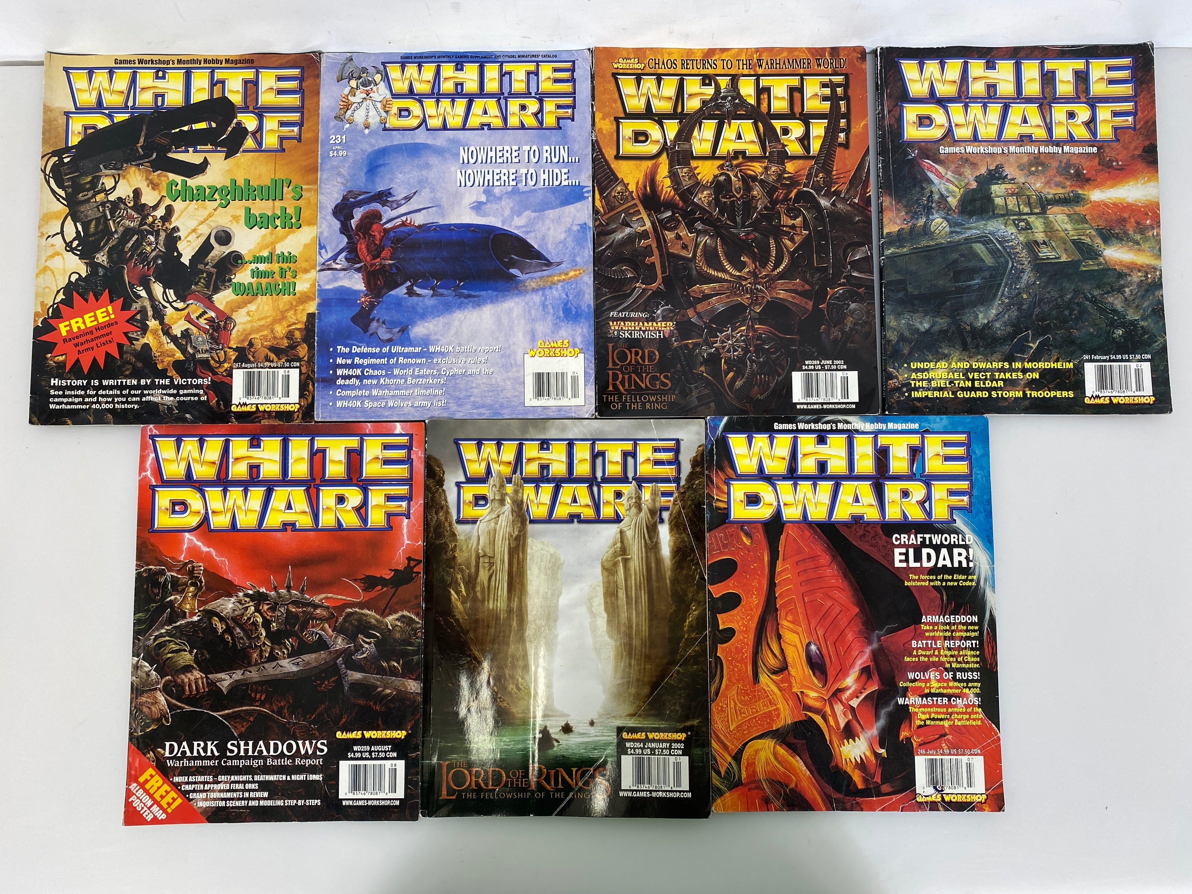 Lot of 7 Games Workshop White Dwarf Magazines 1999-2002