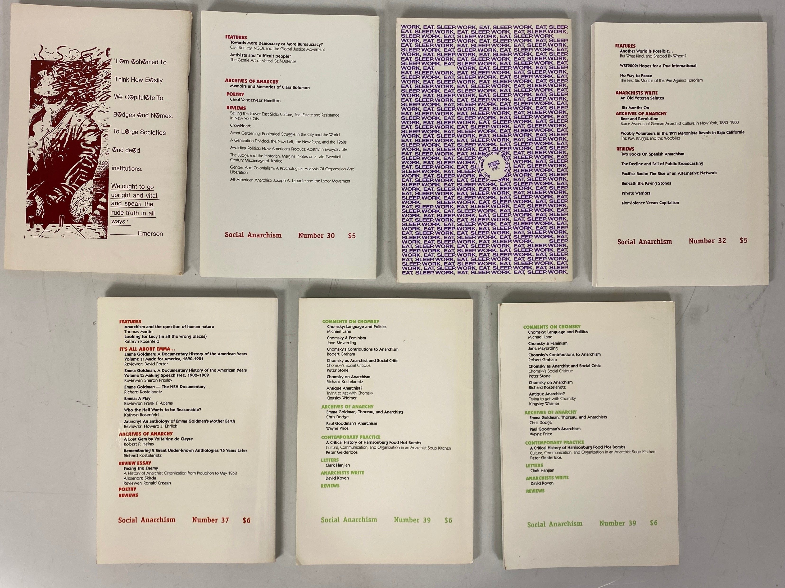 Lot of 7 Social Anarchism: A Journal of Theory and Practice (1986-2006)