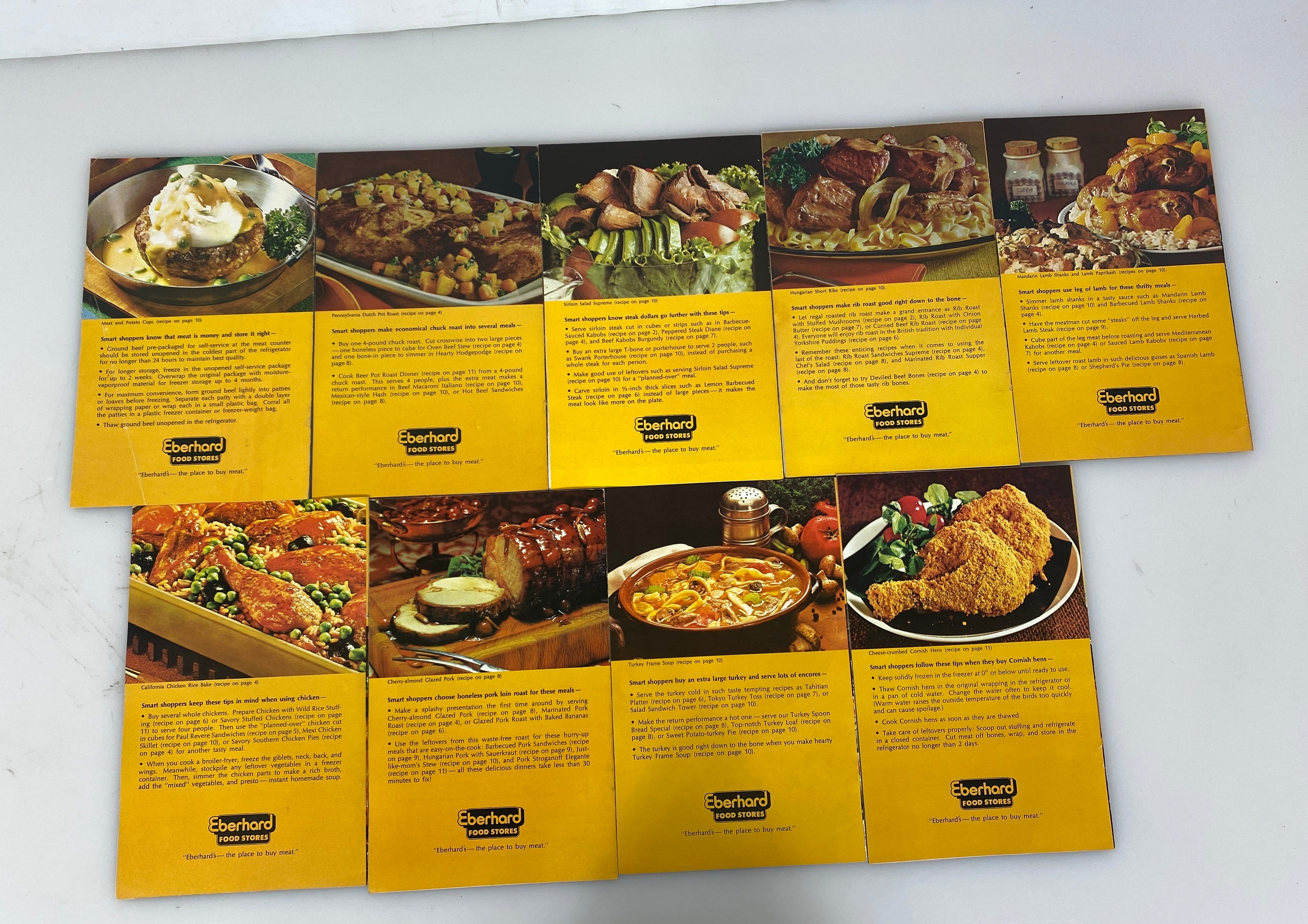 Lot of 9 Rare Eberhard Food Stores Recipe Booklets 1974 Grand Rapids MI