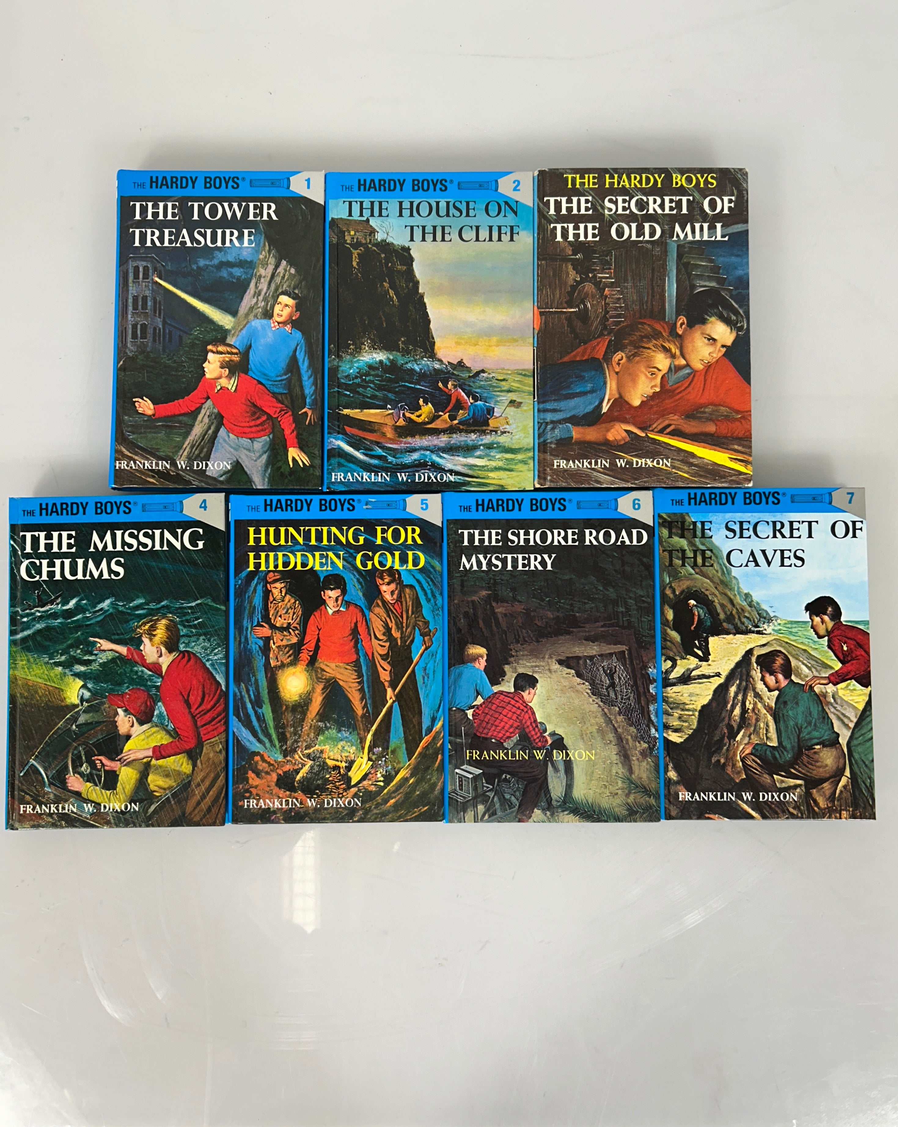 Lot of First 7 Hardy Boys Flashlight Glossy Cover #'s 1-7 HC