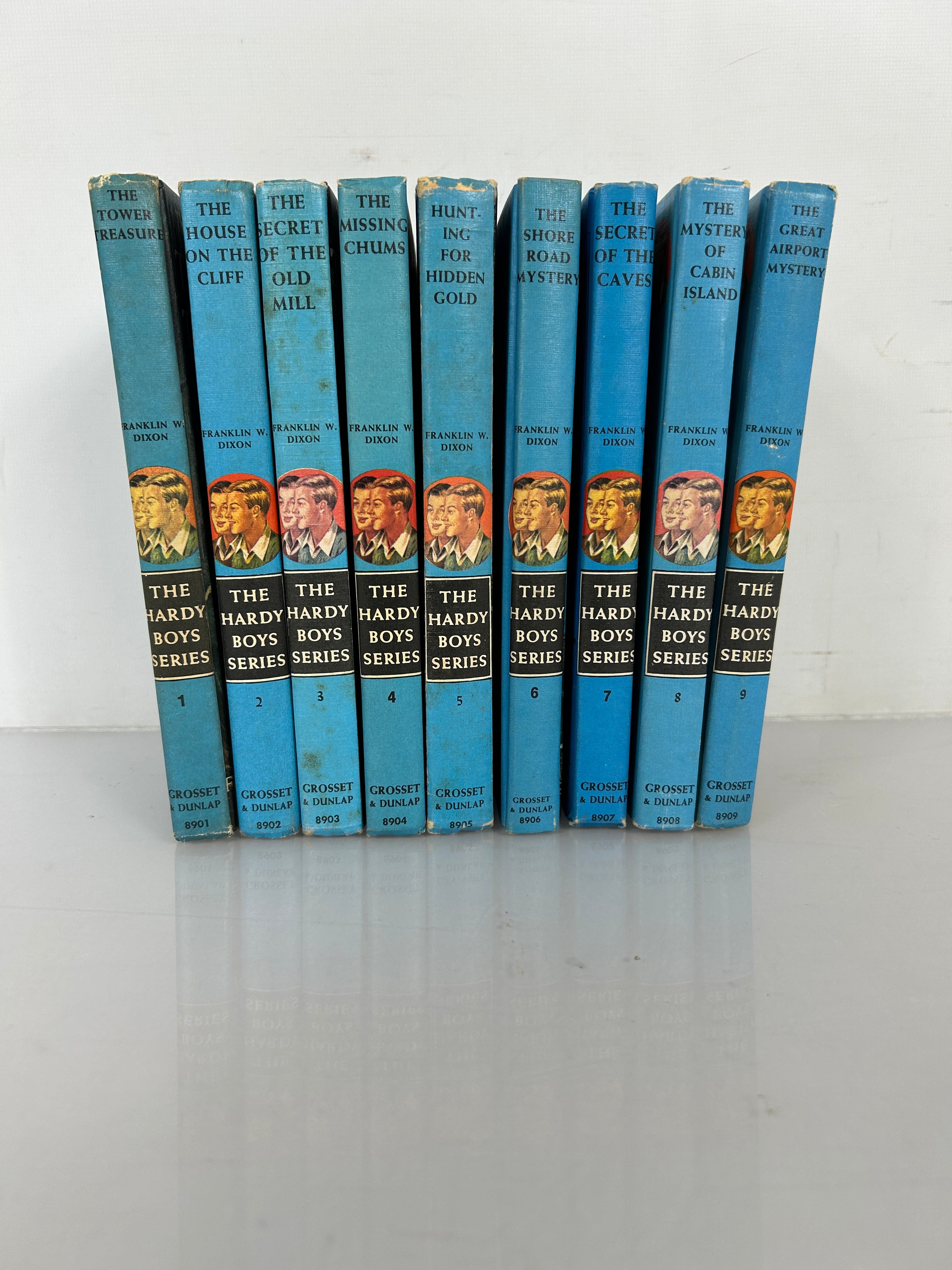 Lot of First 9 Hardy Boys Hardcover Mystery Books 1- 9 Vintage  Matte Cover HC