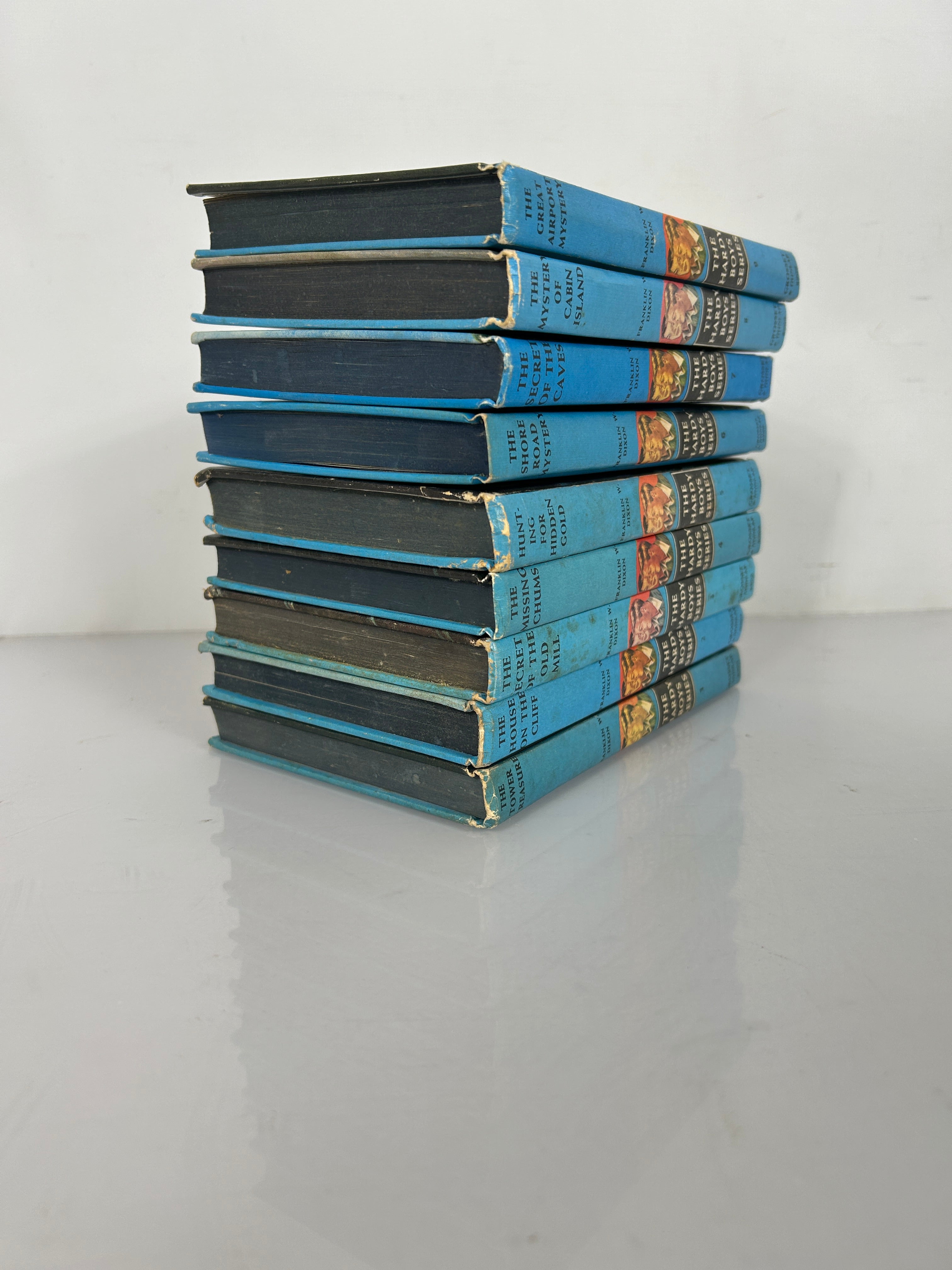 Lot of First 9 Hardy Boys Hardcover Mystery Books 1- 9 Vintage  Matte Cover HC