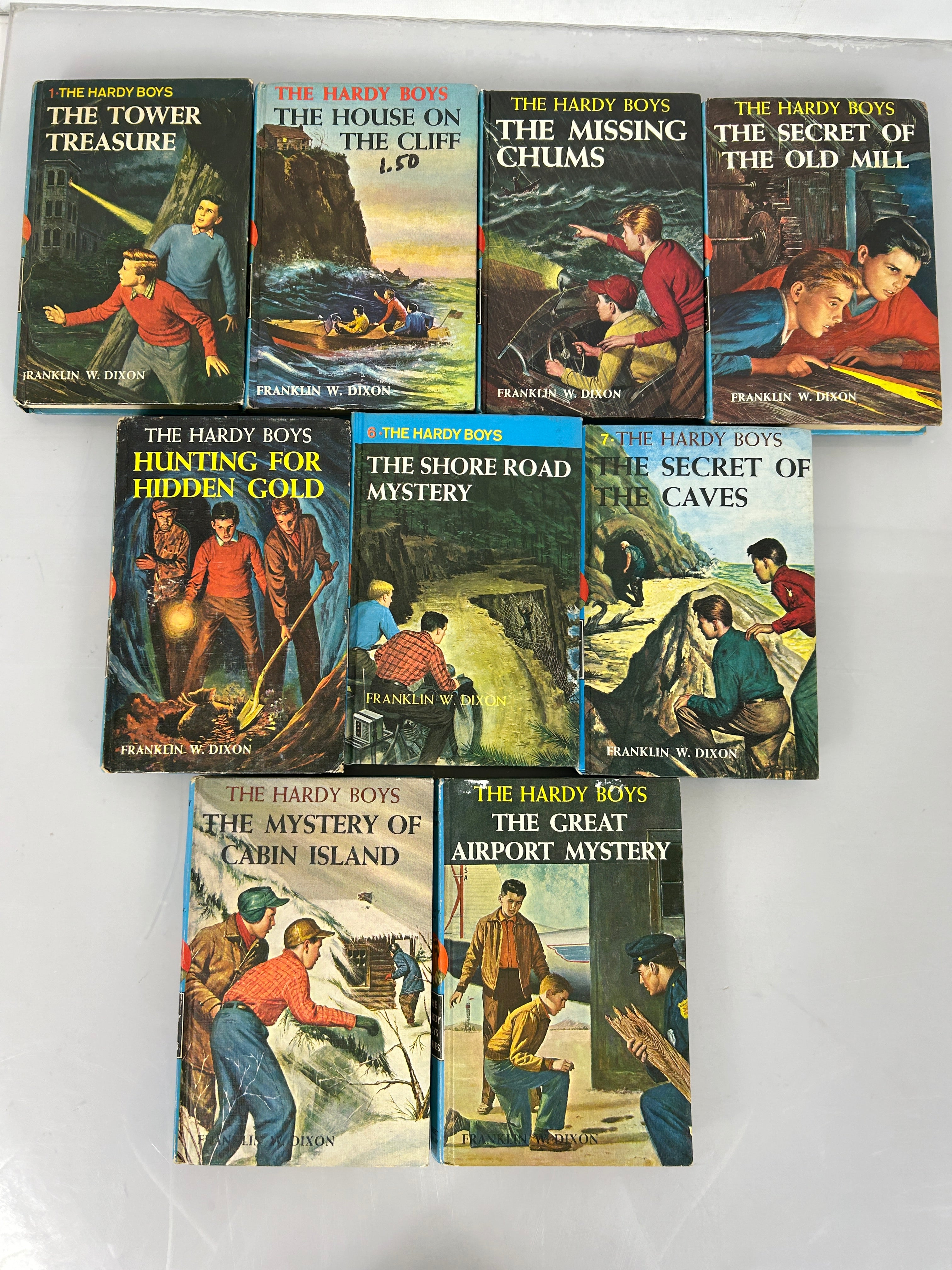 Lot of First 9 Hardy Boys Hardcover Mystery Books 1- 9 Vintage  Matte Cover HC