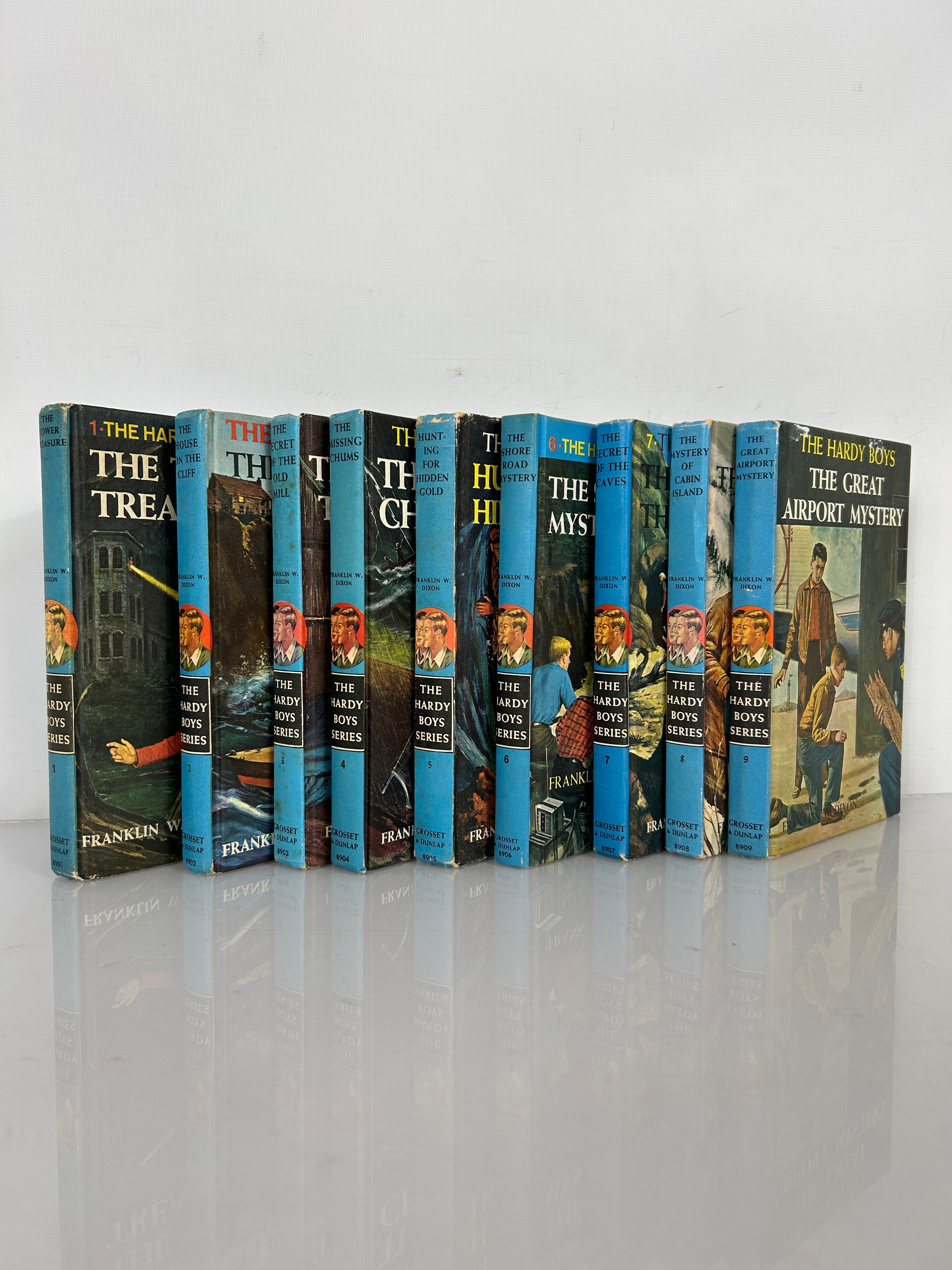 Lot of First 9 Hardy Boys Hardcover Mystery Books 1- 9 Vintage  Matte Cover HC