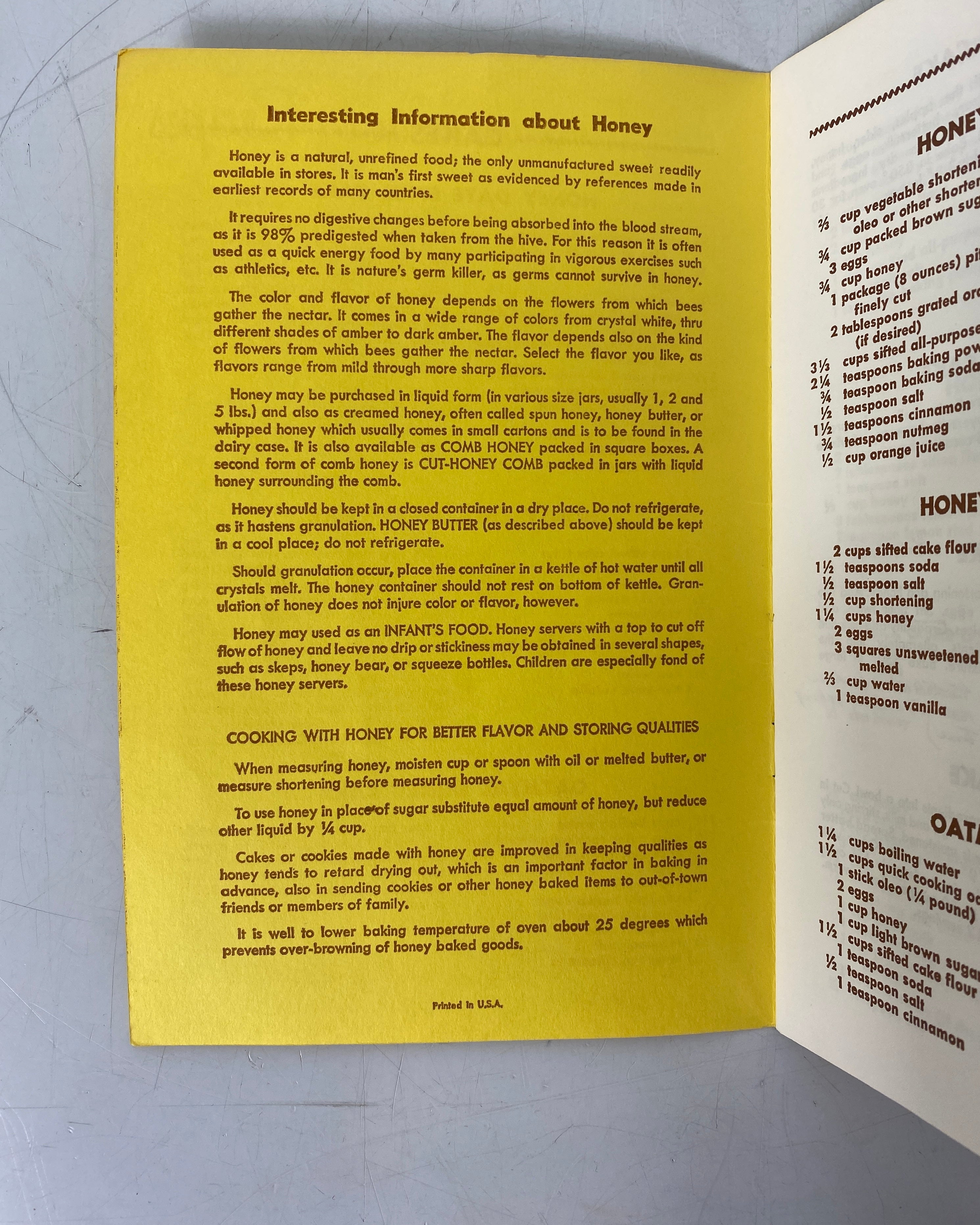 Lot of Vintage Recipe Booklets: Honey/Maple Syrup/Karo Syrup SC