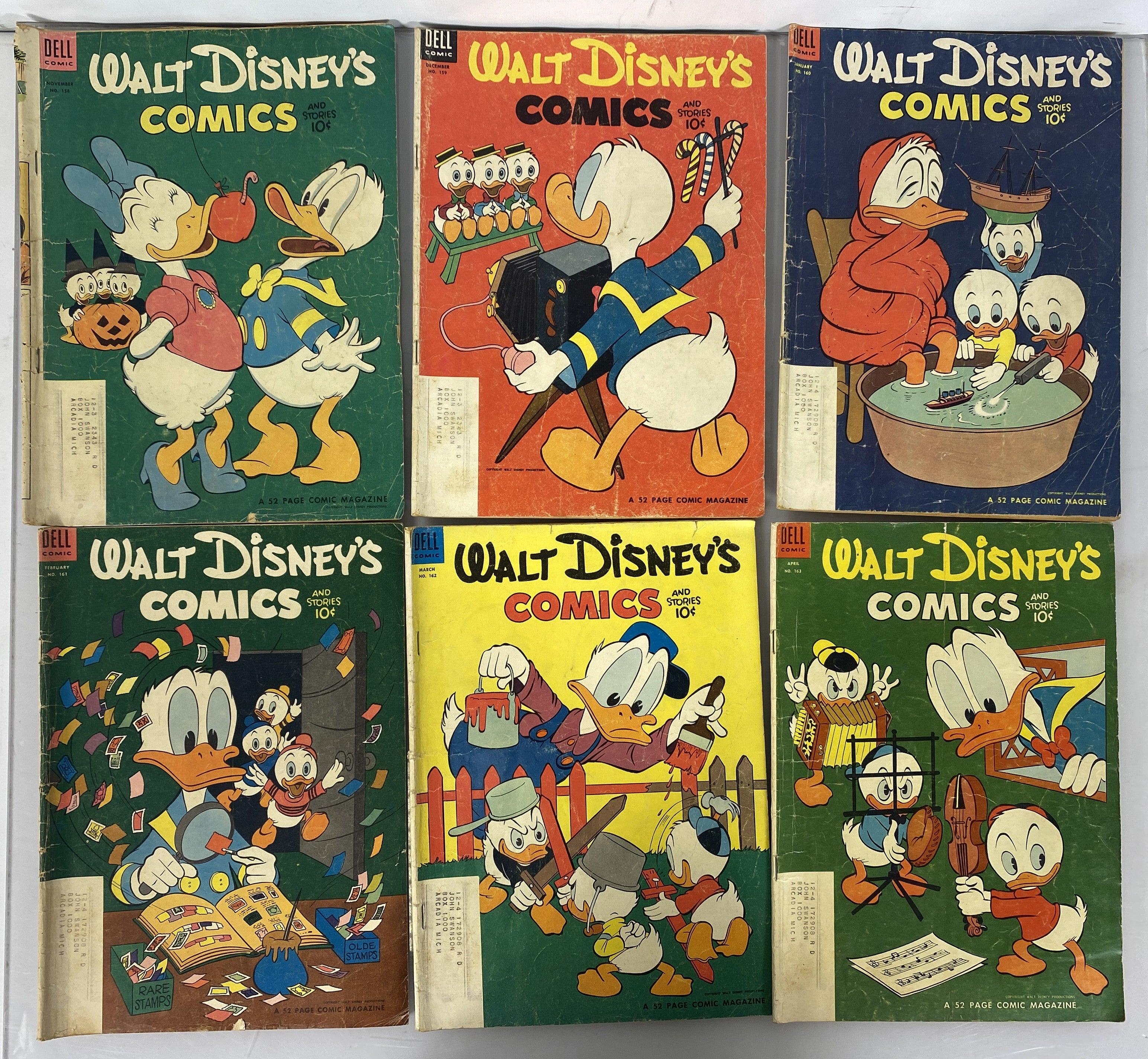 Lot/Run of 24 Walt Disney Comics Dell Low Grade 1953-1955