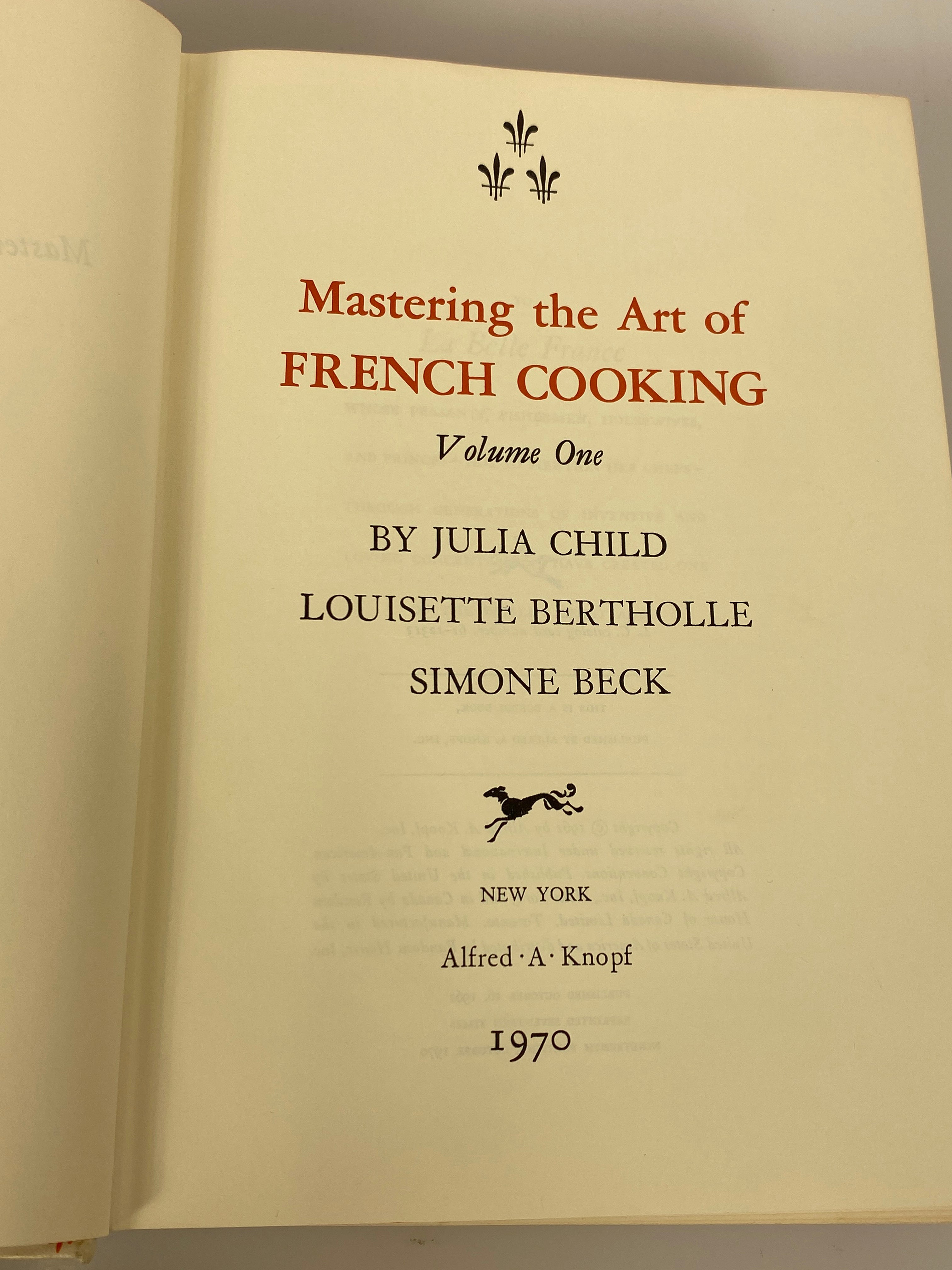 Mastering the Art of French Cooking Vol 1 by Julia Child 1970 19th Print HC