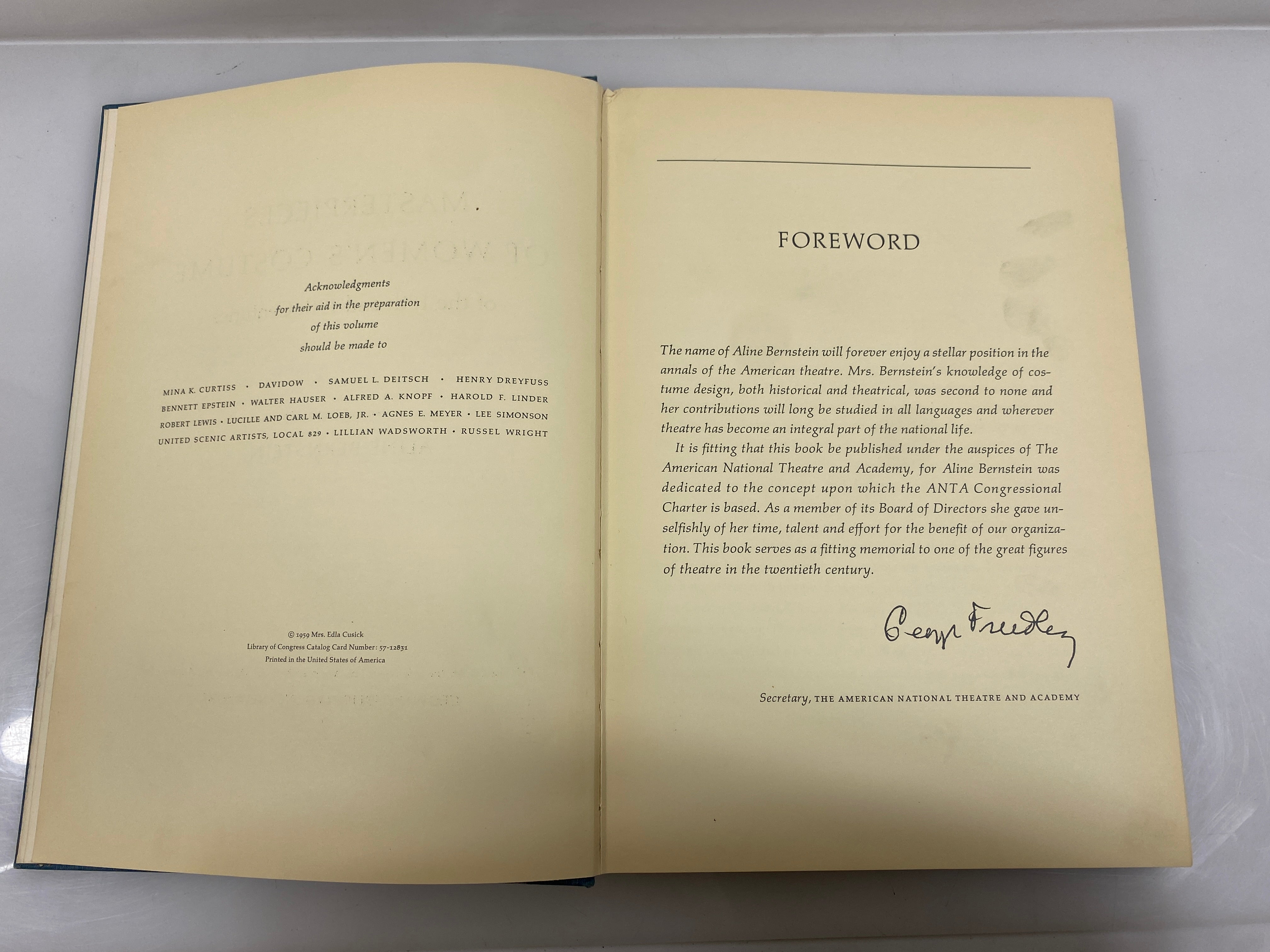 Masterpieces of Women's Costumes 18th-19th Centuries Aline Bernstein 1st ED HC