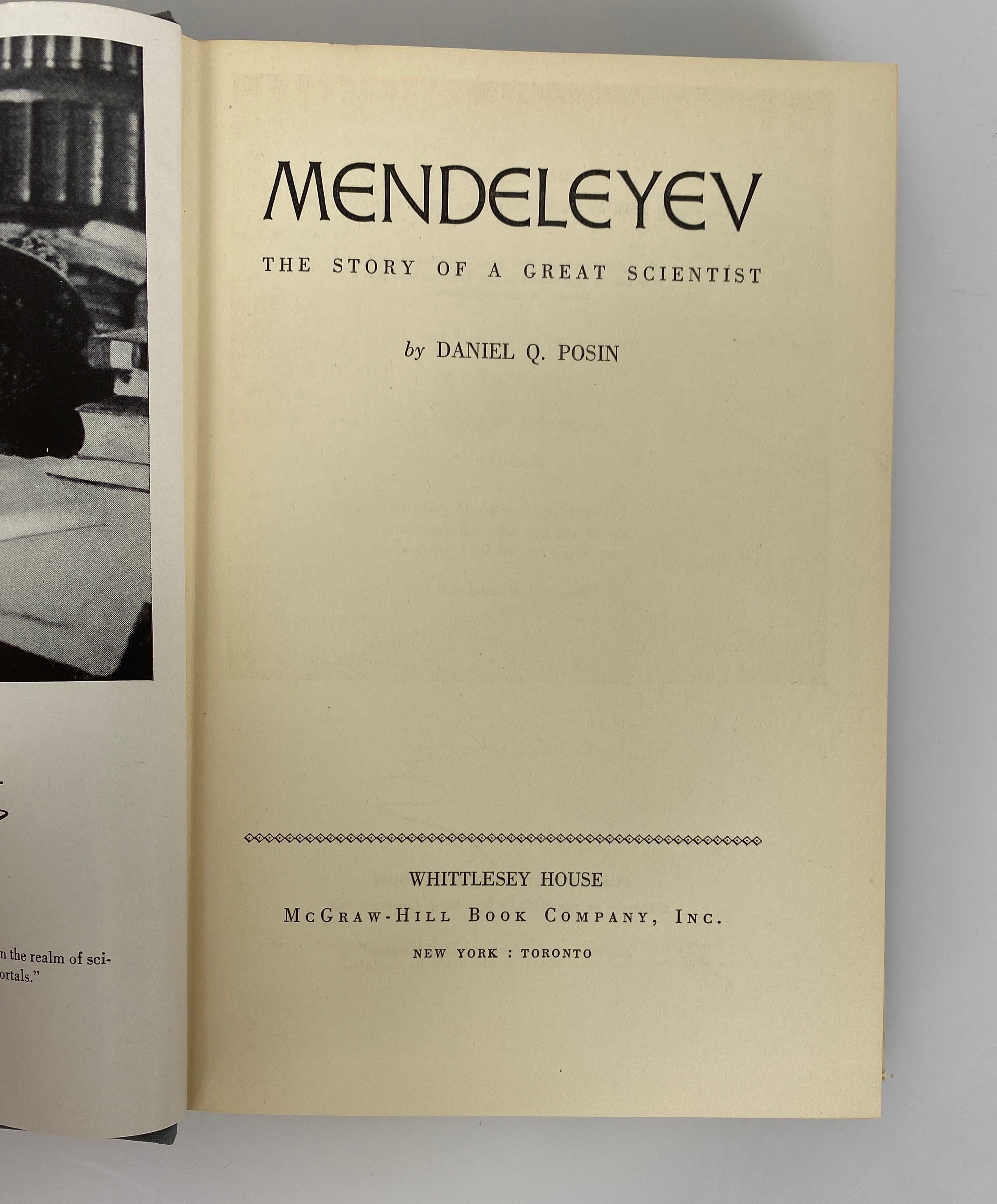 Mendeleyev The Story of a Great Scientist by Daniel Posin 1948 HC DJ