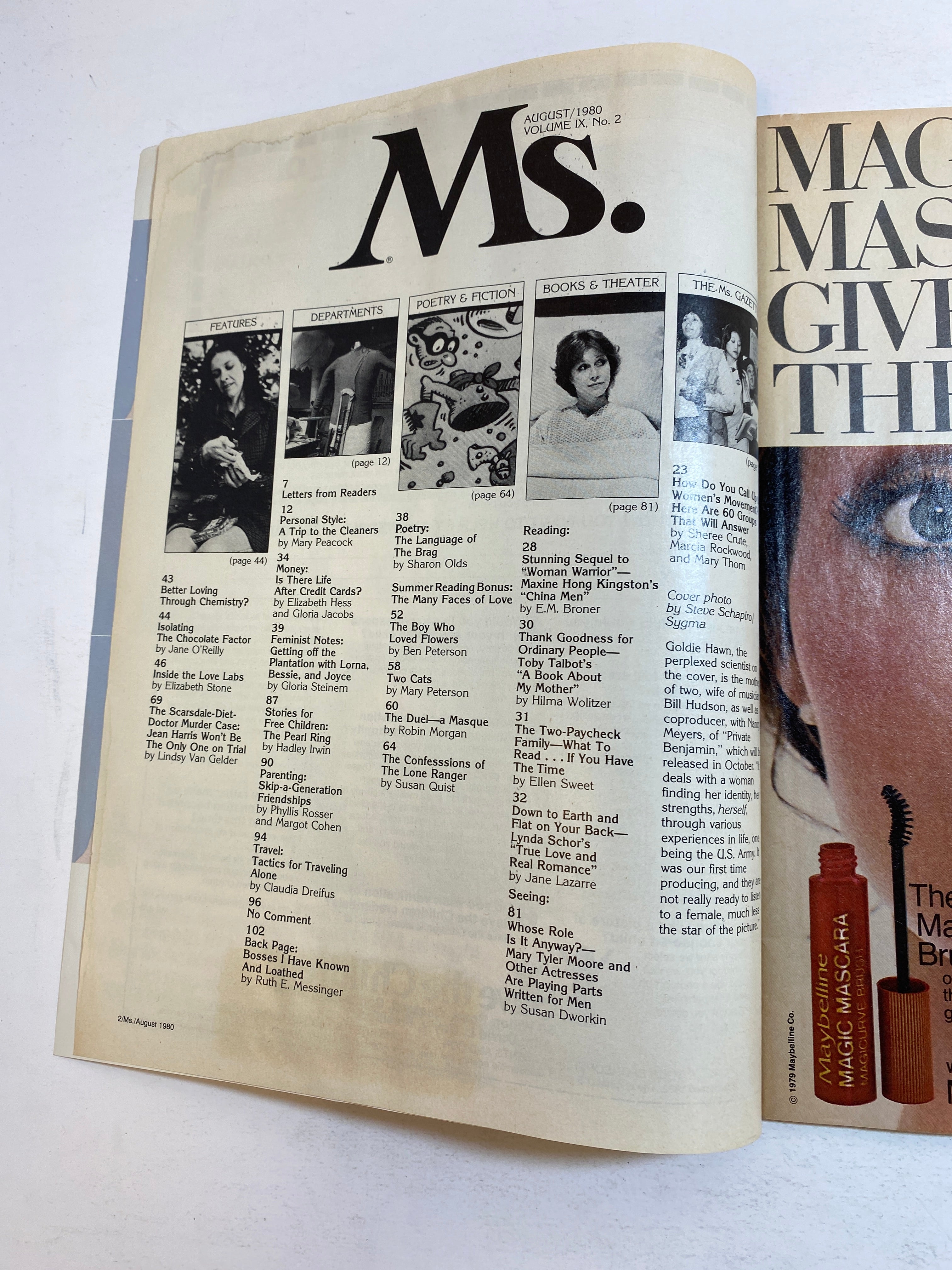 Ms. Magazine Vintage August 1980 Goldie Hawn