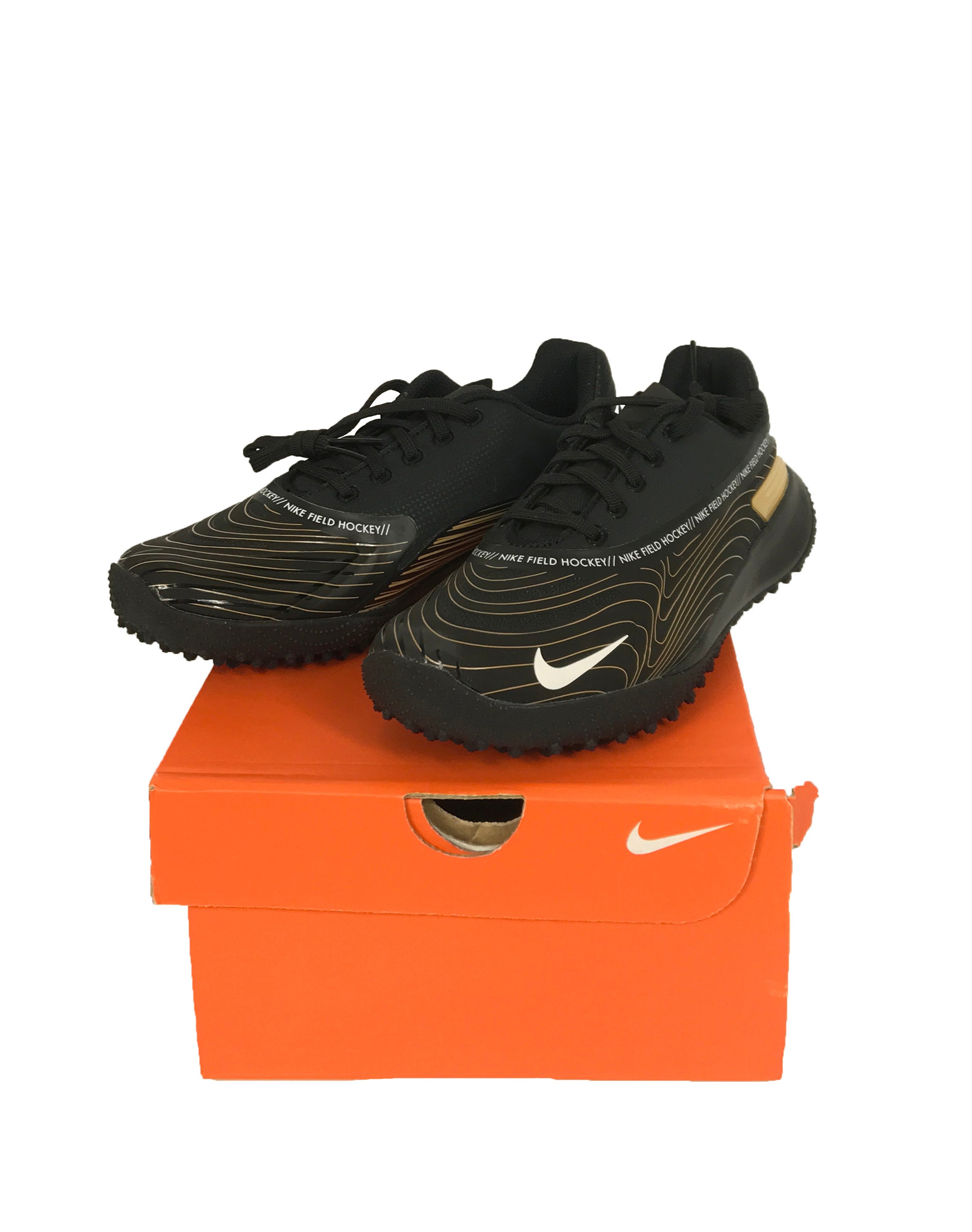 Nike Vapor Drive Black, White and Gold Field Hockey Cleats Women's
