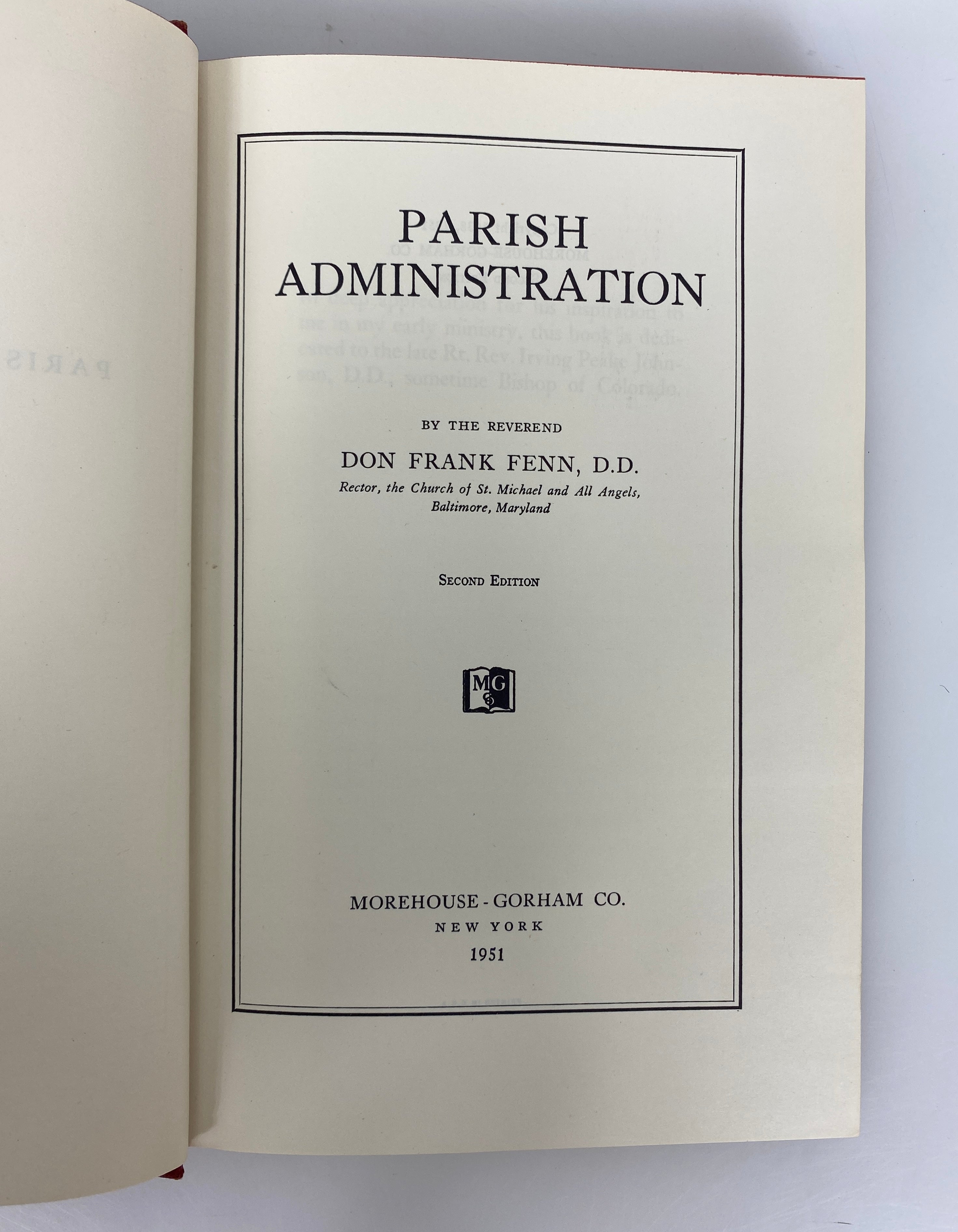 Parish Administration by Don Frank Fenn 1951 Rare Vintage HC DJ