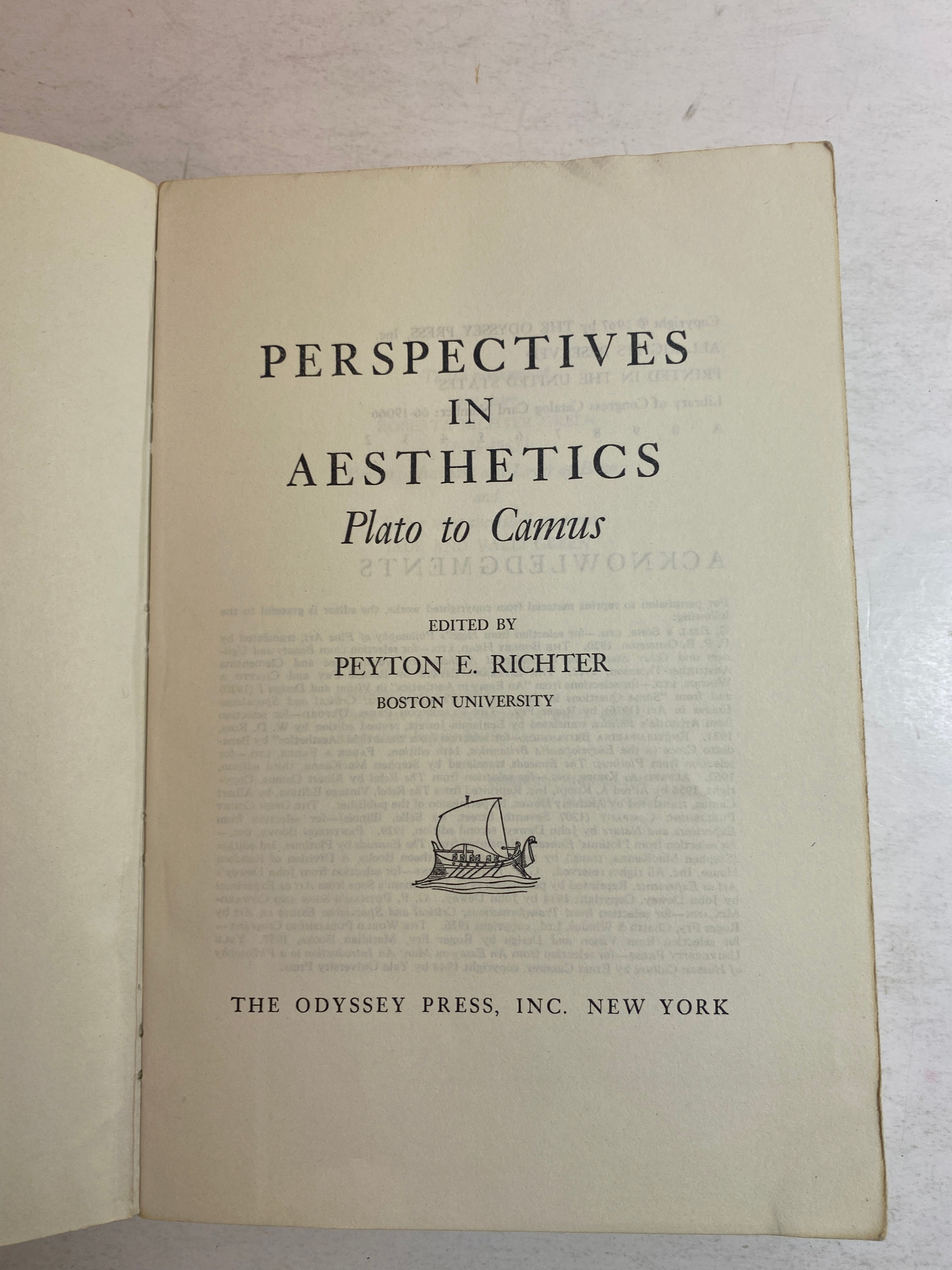 Perspectives in Aesthetics Plato to Camus 1967