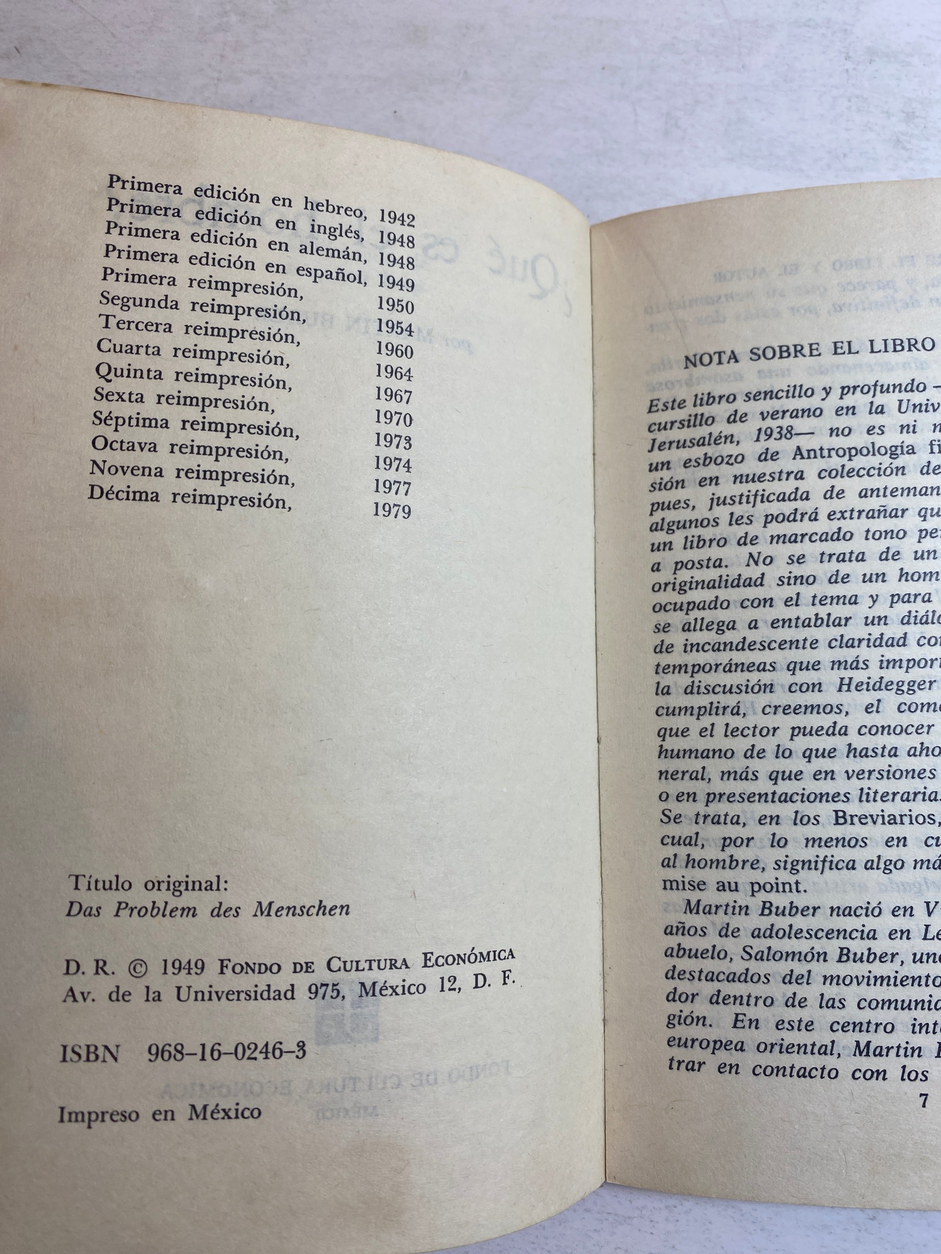 Que es el Hombre?  Martin Buber SC 1979