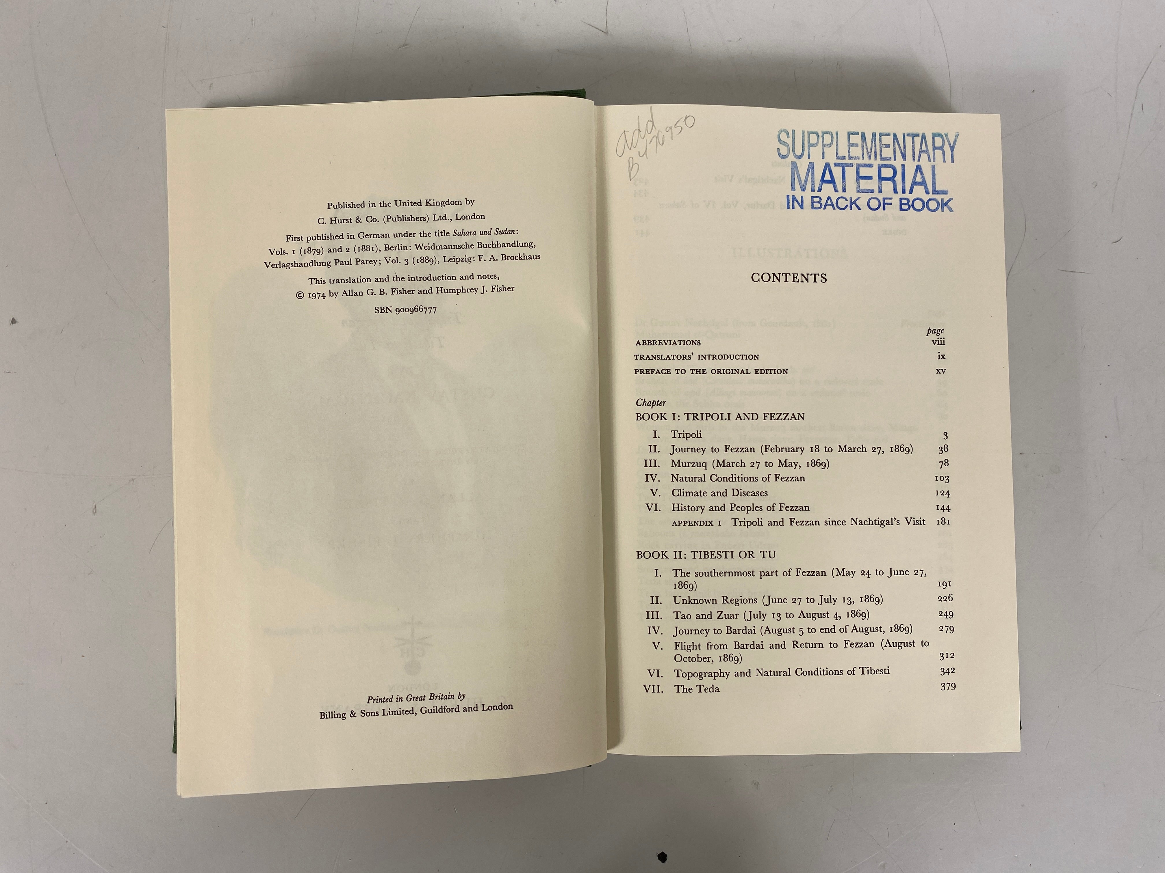 Sahara and Sudan Volume 1 by G. Nachtigal 1974 Ex-Library HC w/Maps
